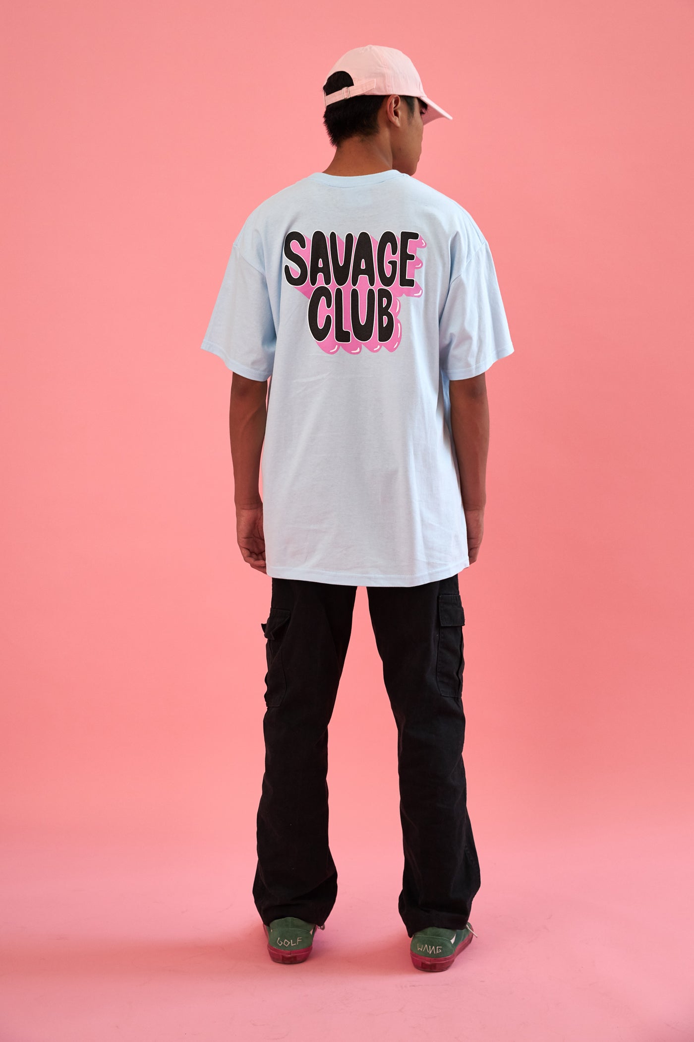 savage club light blue t-shirt 3d logo premium cotton