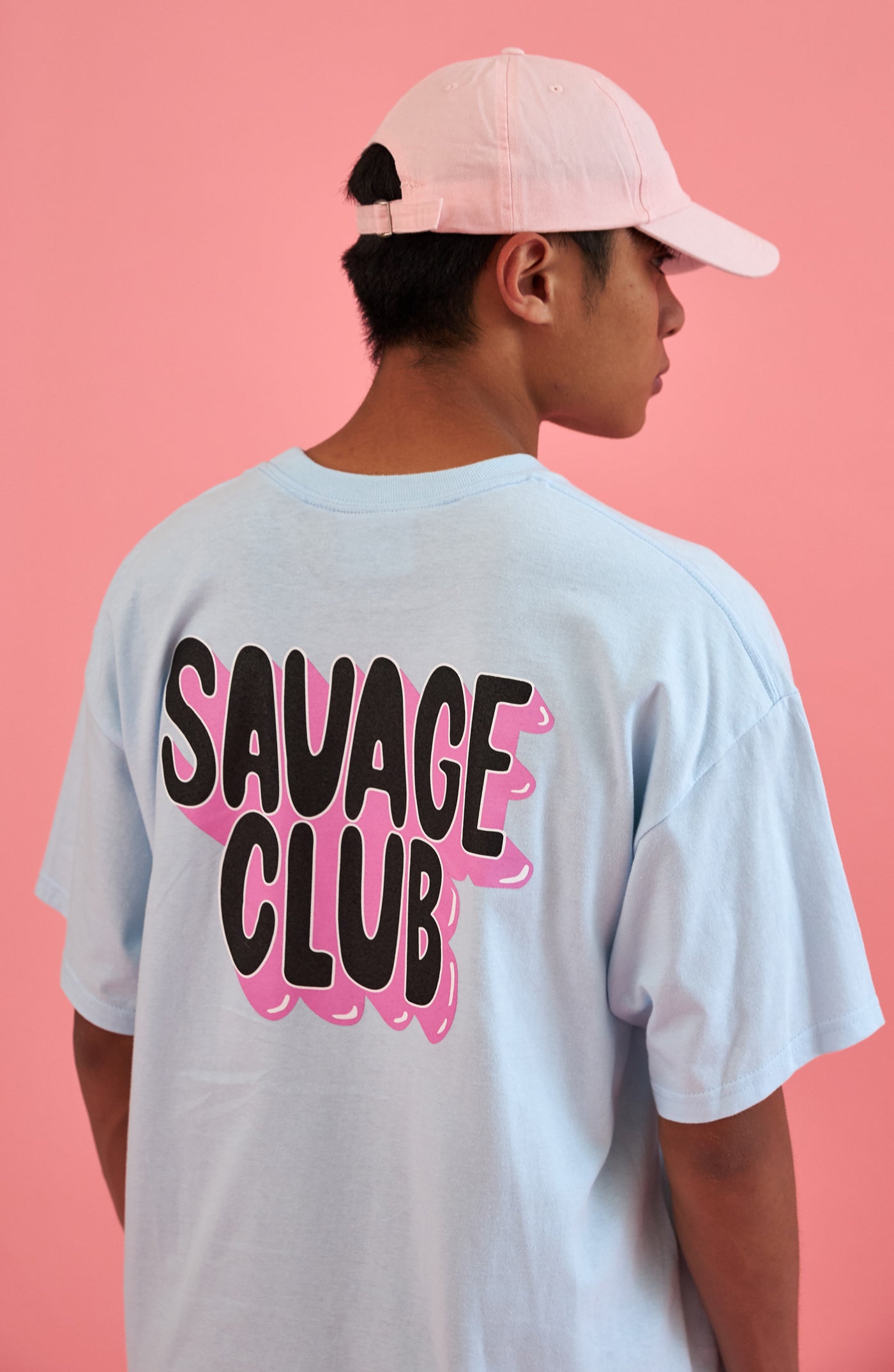 savage club light blue t-shirt 3d logo premium cotton