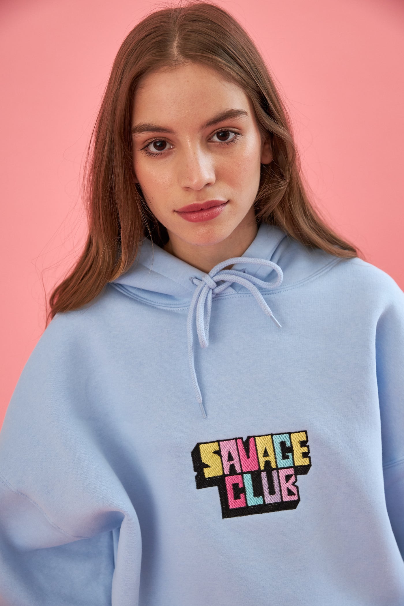 savage club light blue hoodie 3d embroidery logo