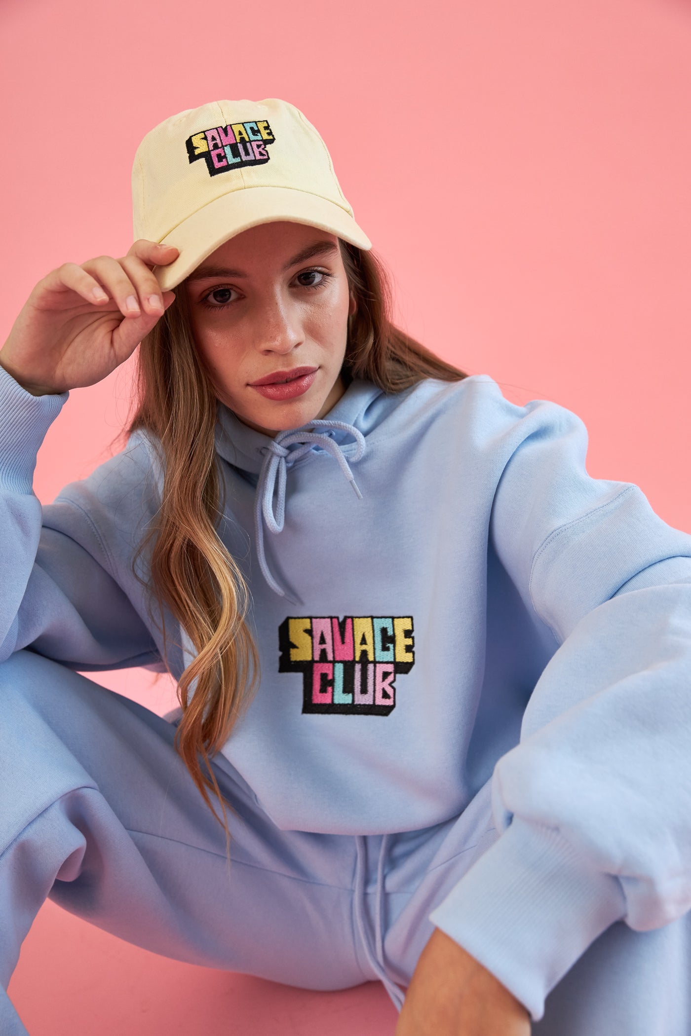 savage club light blue hoodie 3d embroidery logo