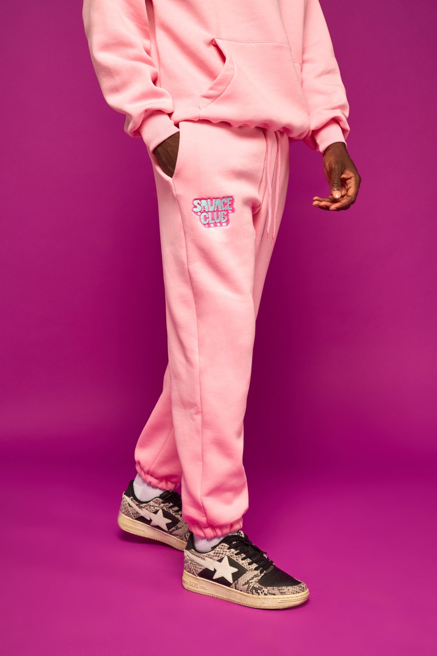 savage club light pink bottom 3d embroidery logo