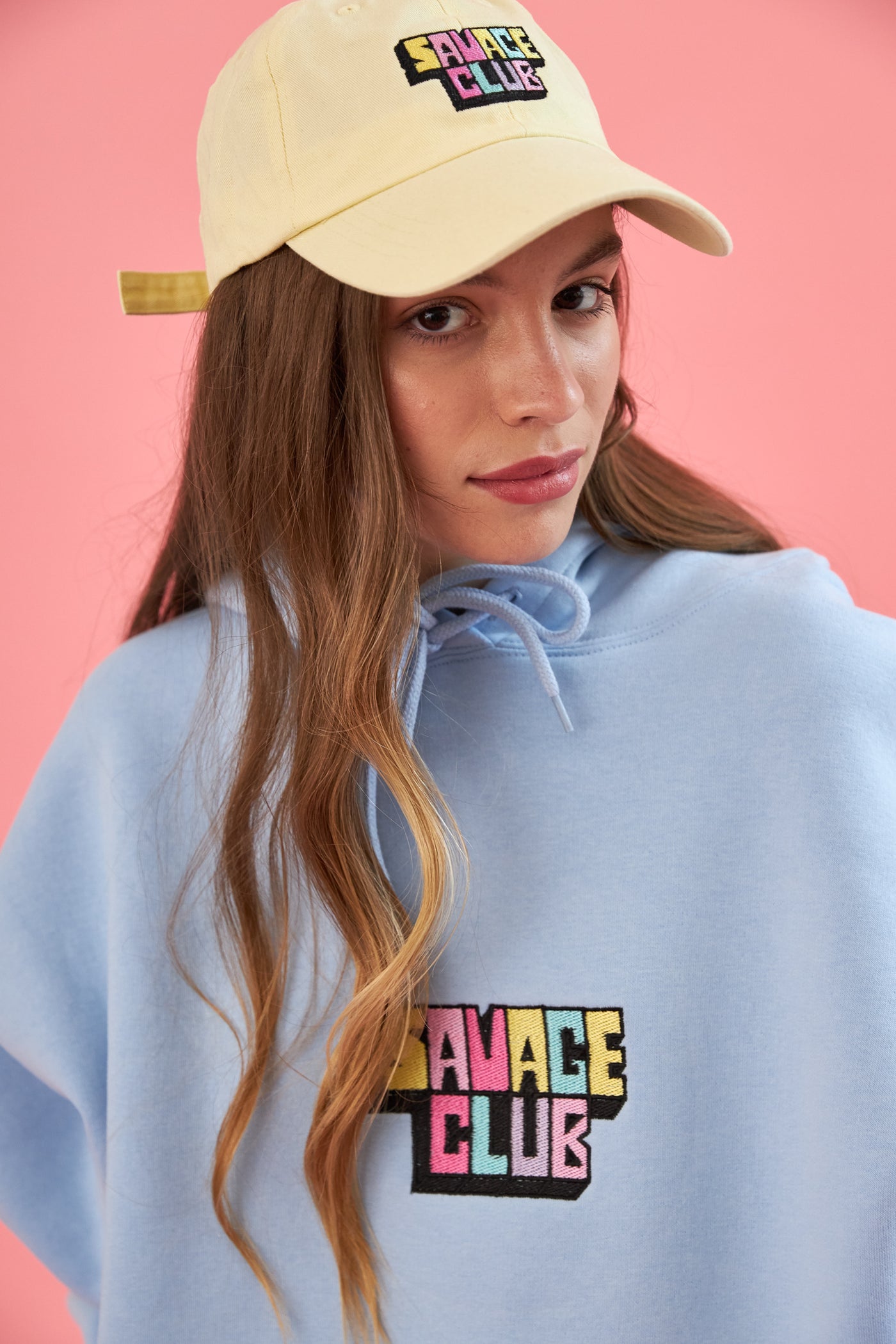 savage club light blue hoodie 3d embroidery logo