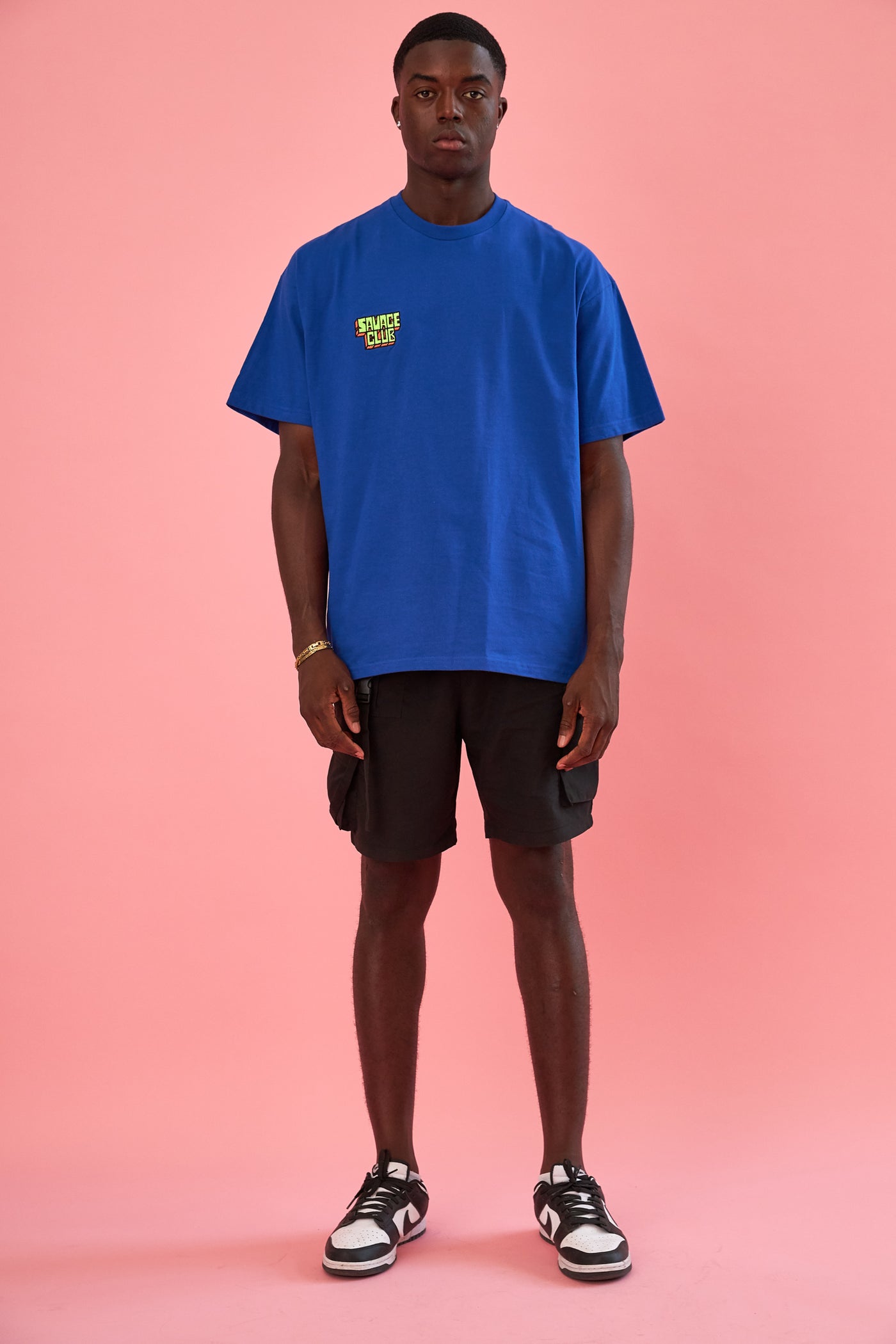 savage club electric blue t-shirt embroidery 3d logo
