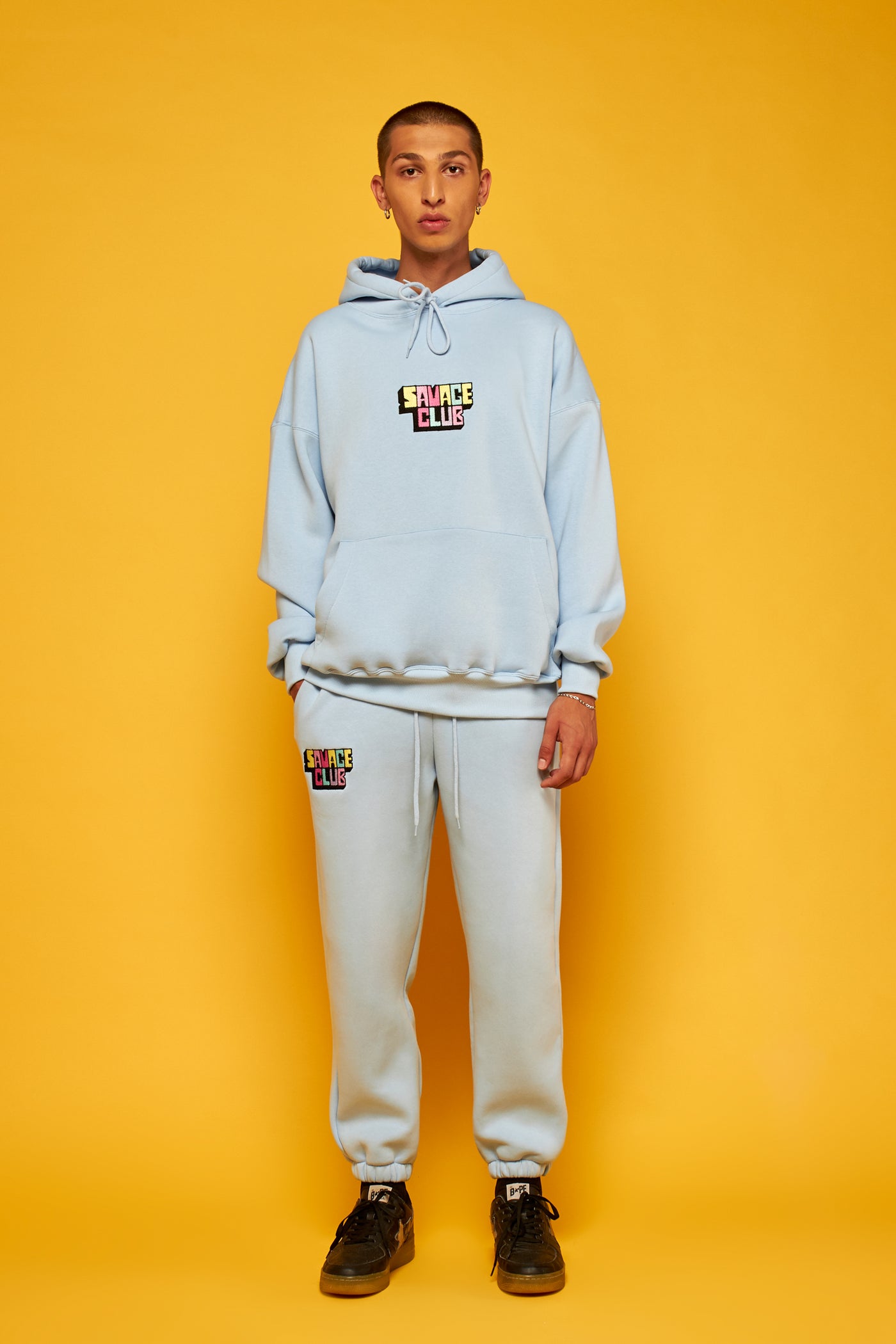 savage club light blue hoodie 3d embroidery logo