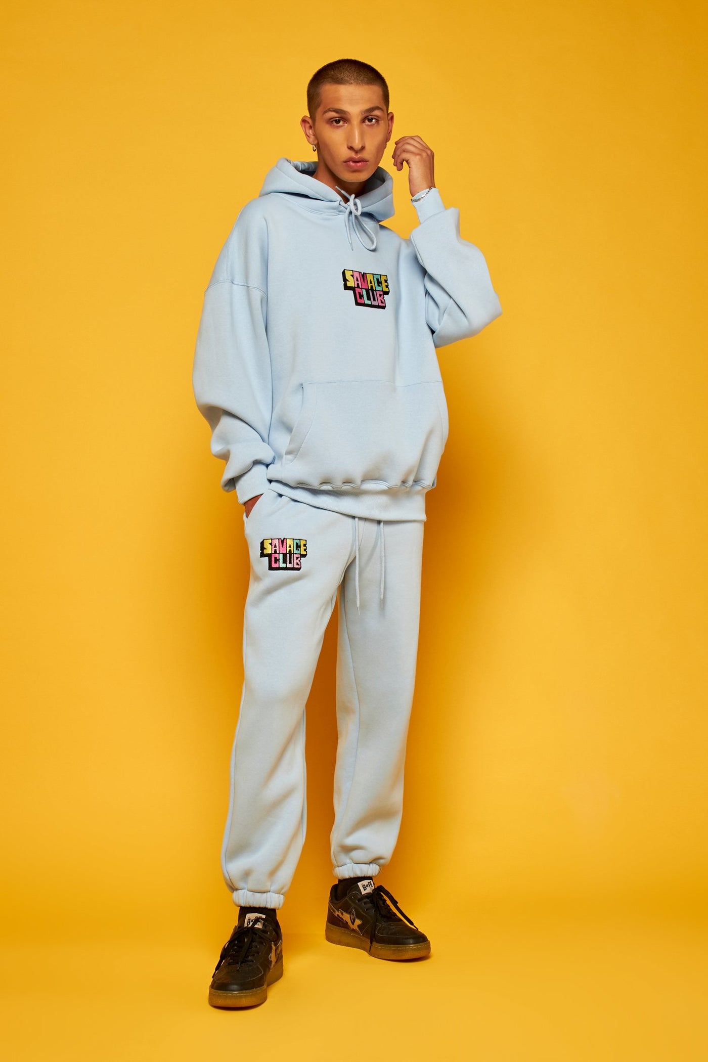 savage club light blue bottom 3d embroidery logo