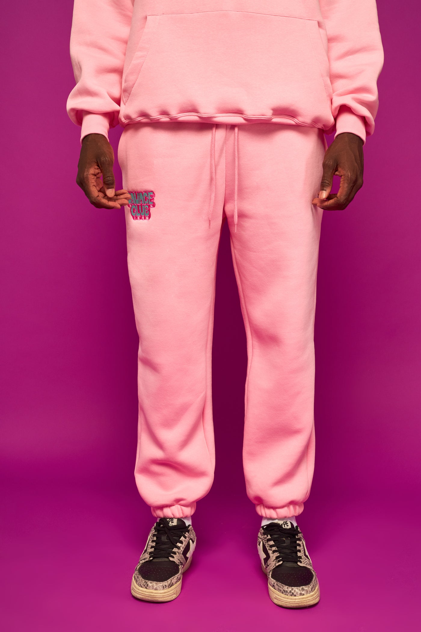 savage club light pink hoodie 3d embroidery logo
