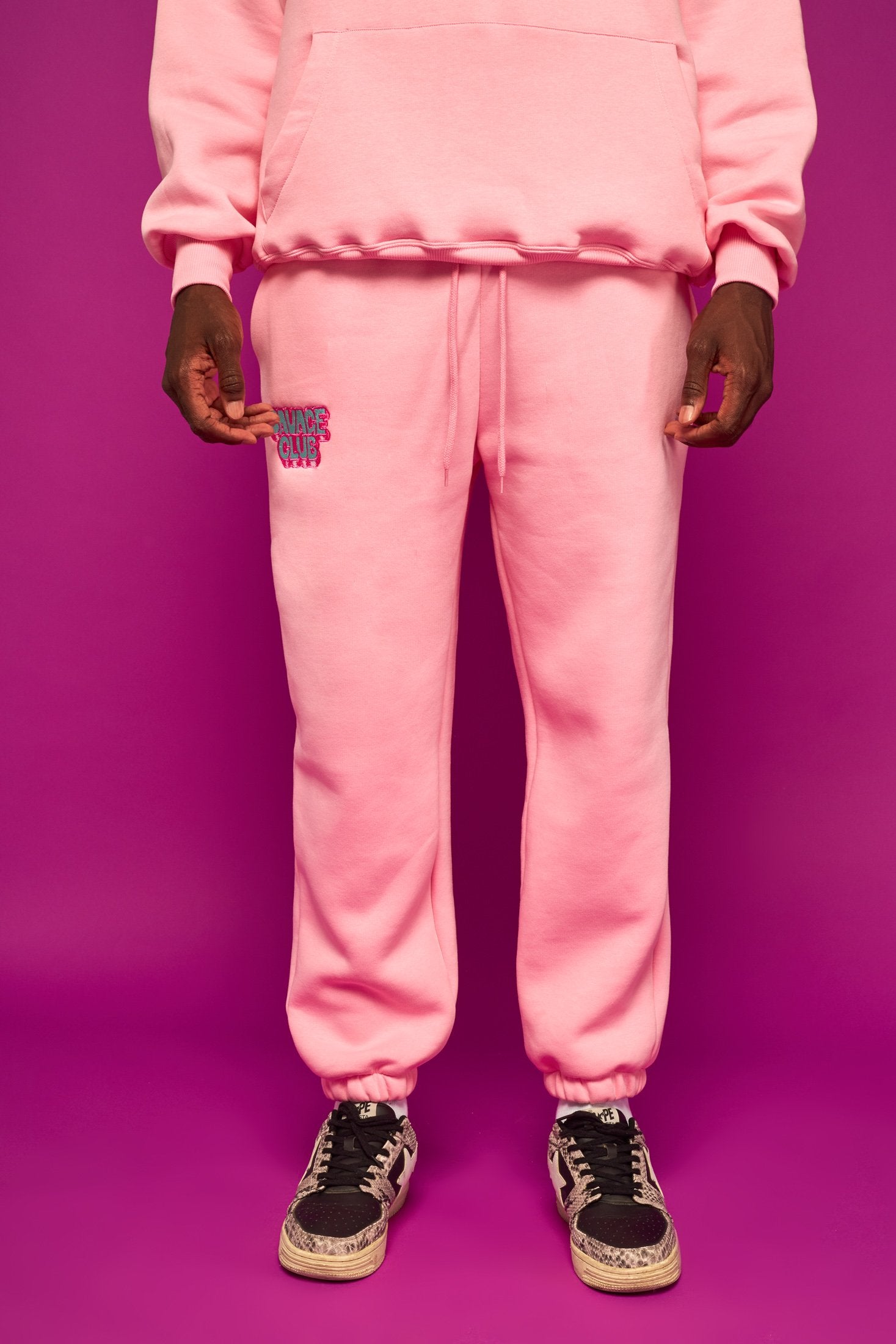 savage club light pink bottom 3d embroidery logo