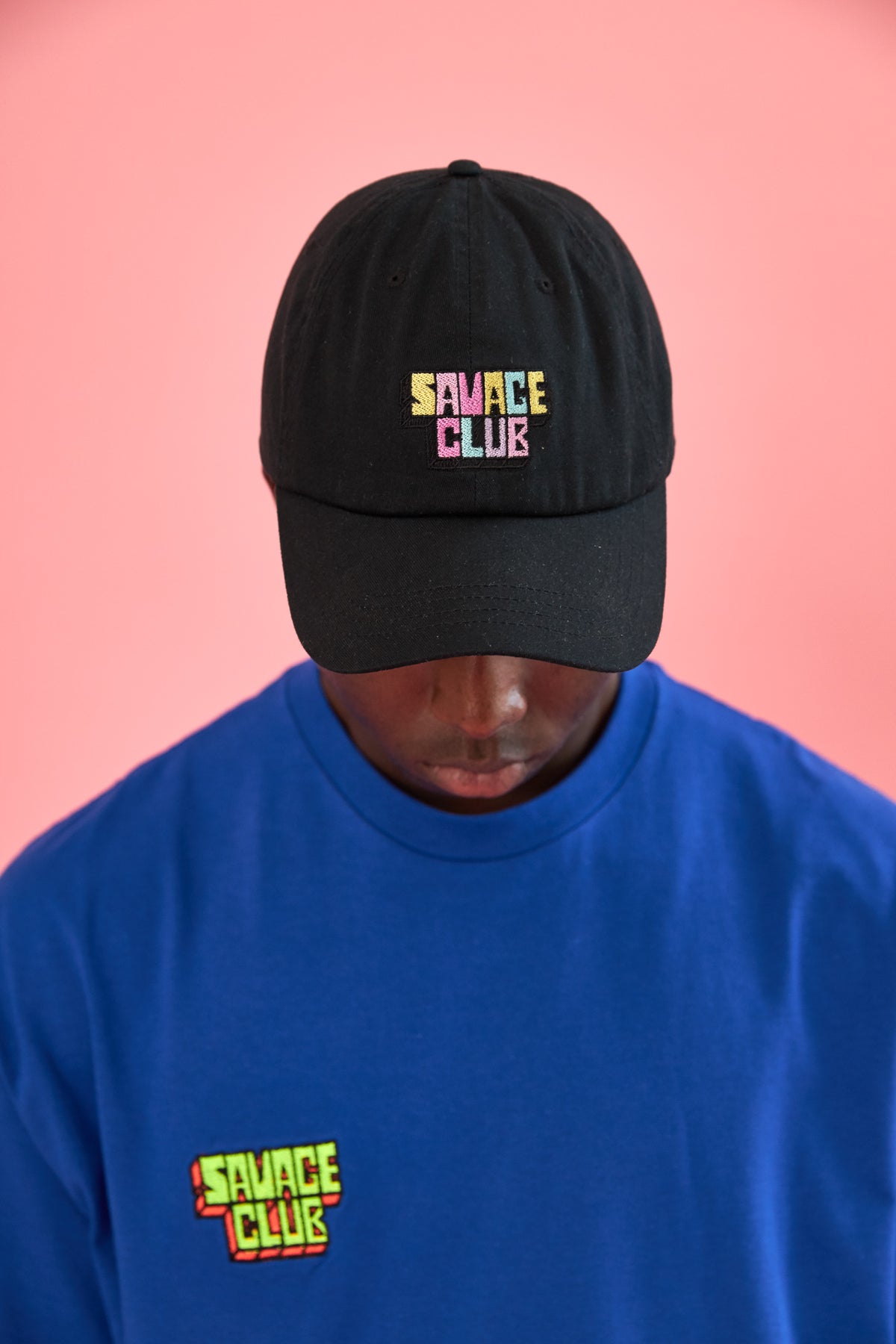 savage club black baseball cap embroidery logo