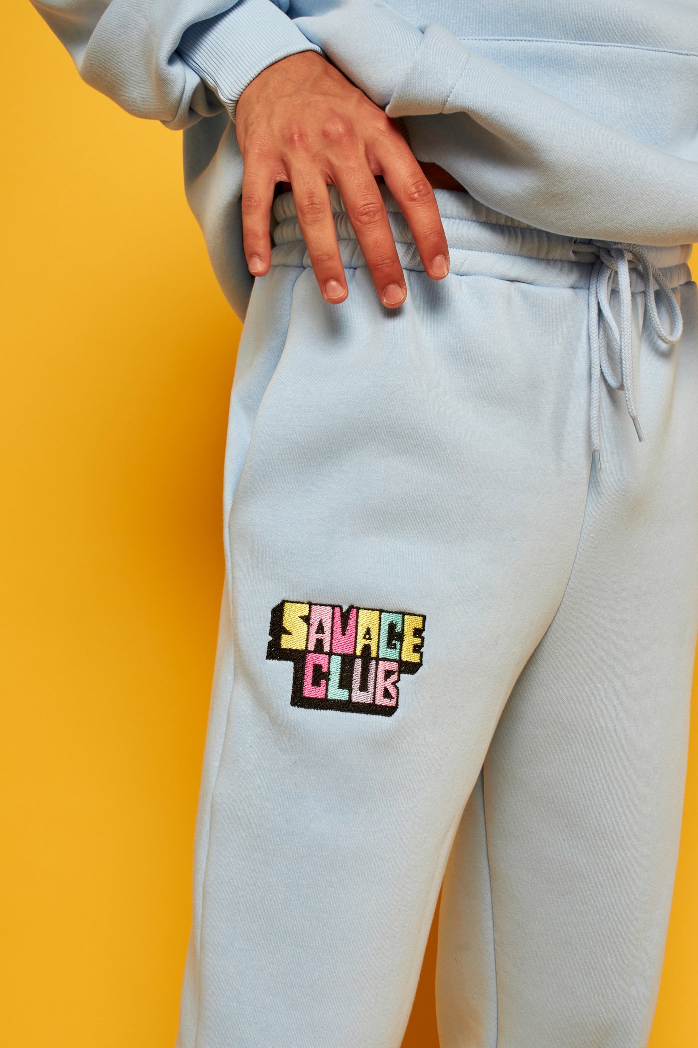 savage club light blue hoodie 3d embroidery logo