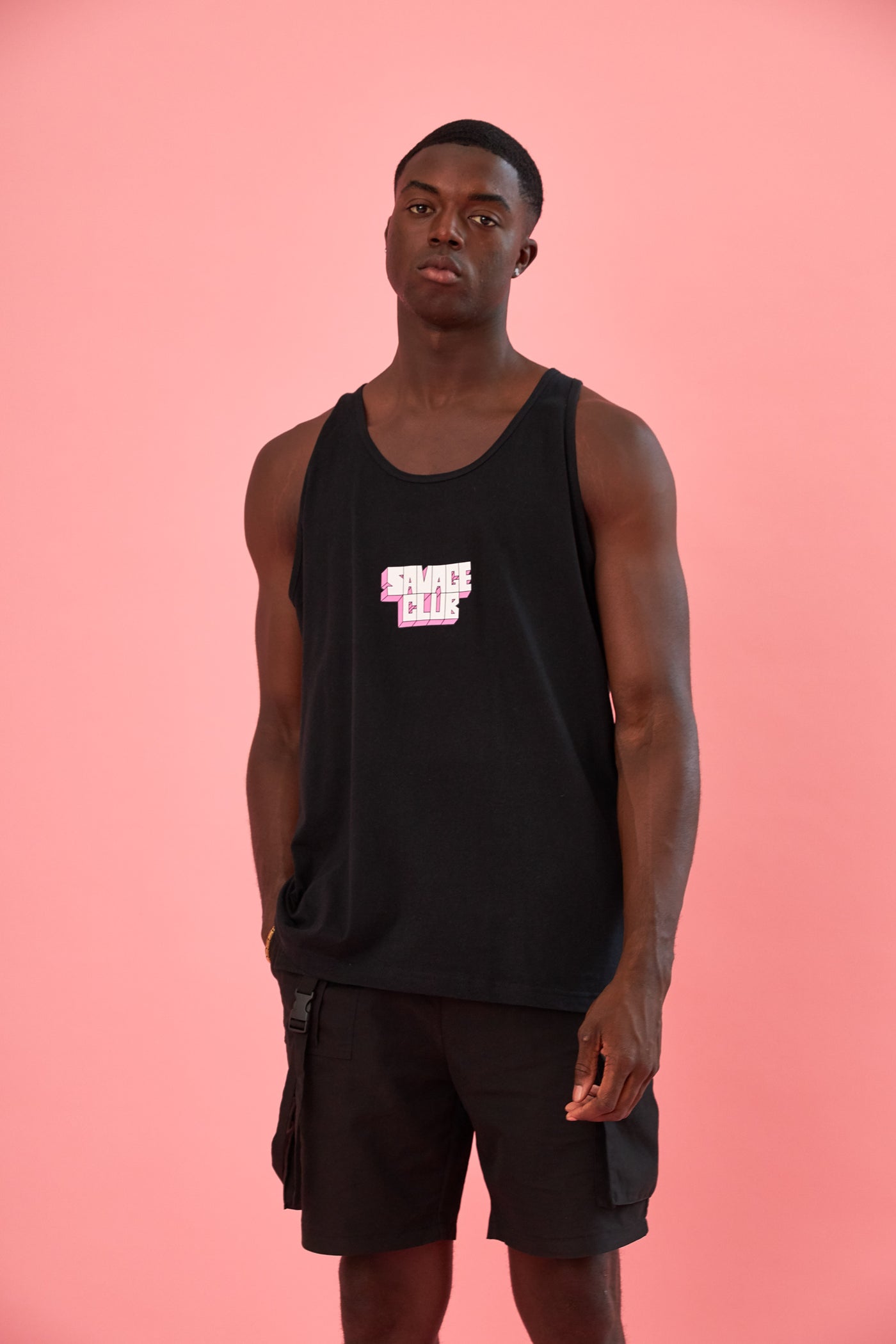 savage club black tank top t-shirt 3d logo