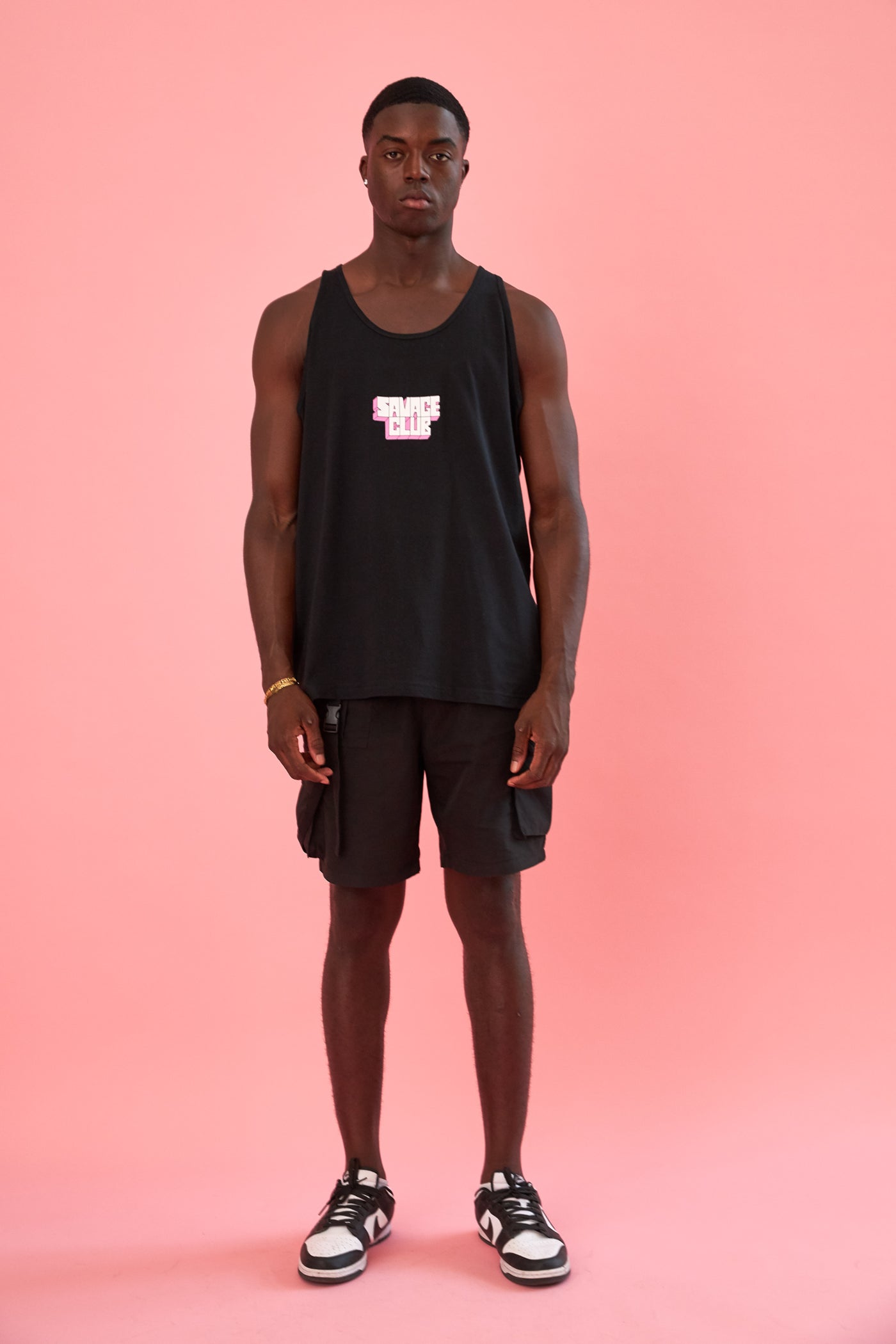 savage club black tank top t-shirt 3d logo