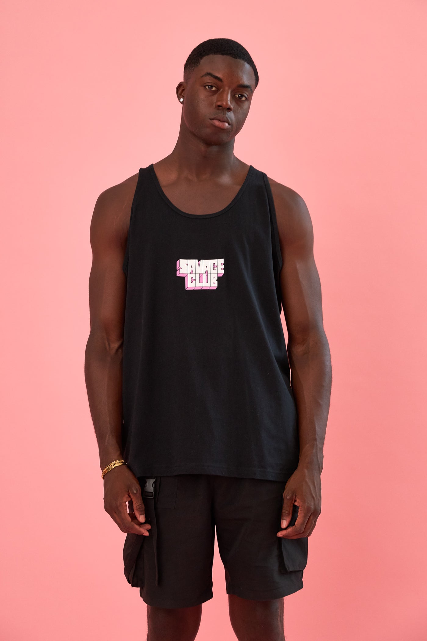 savage club black tank top t-shirt 3d logo