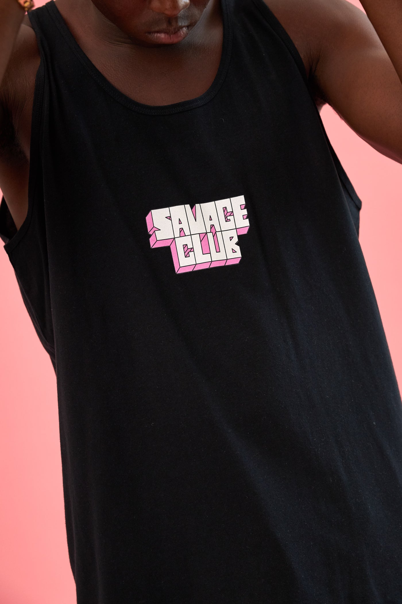 savage club black tank top t-shirt 3d logo