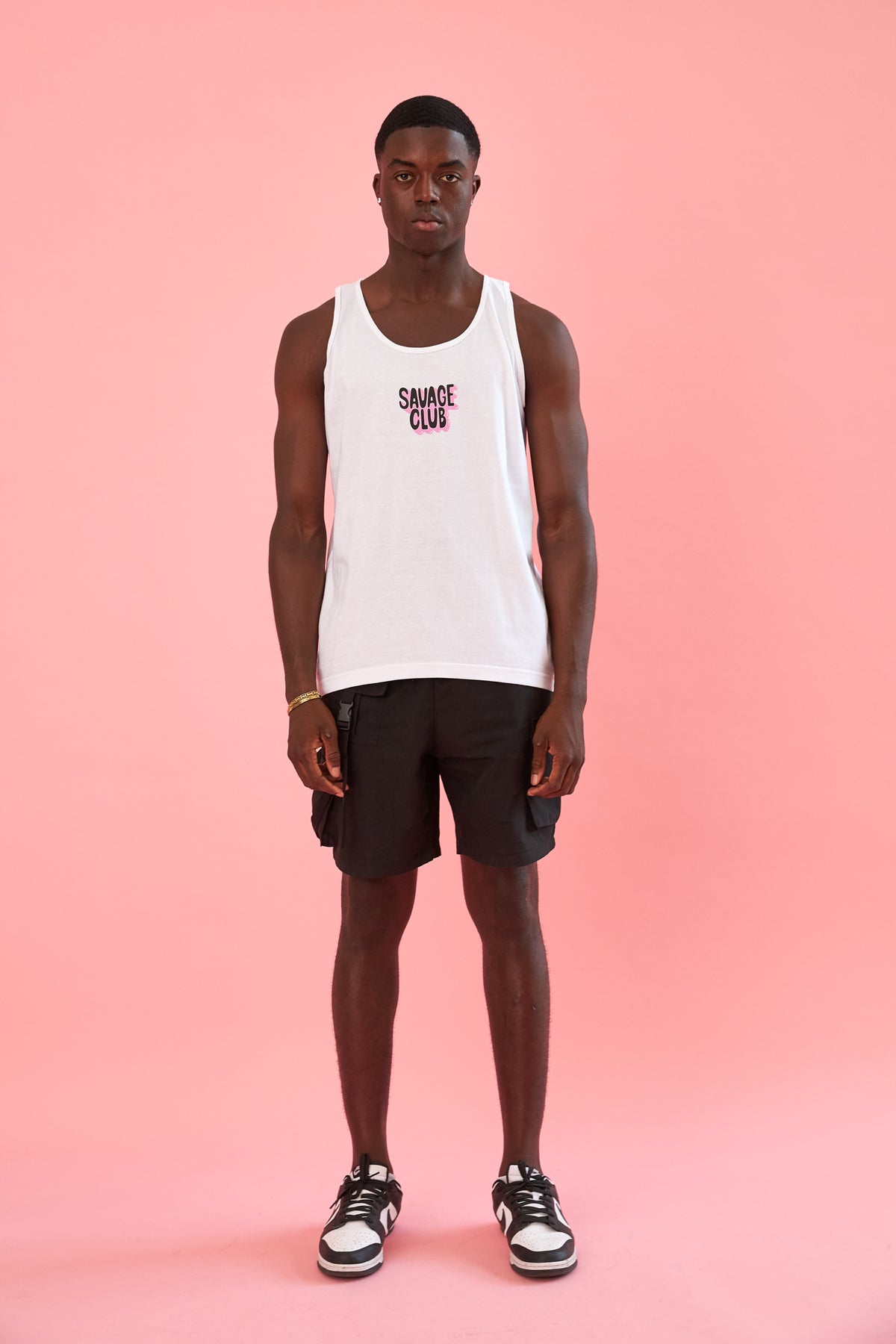 SAVAGE CLUB WHITE TANK TOP T-SHIRT 3D LOGO