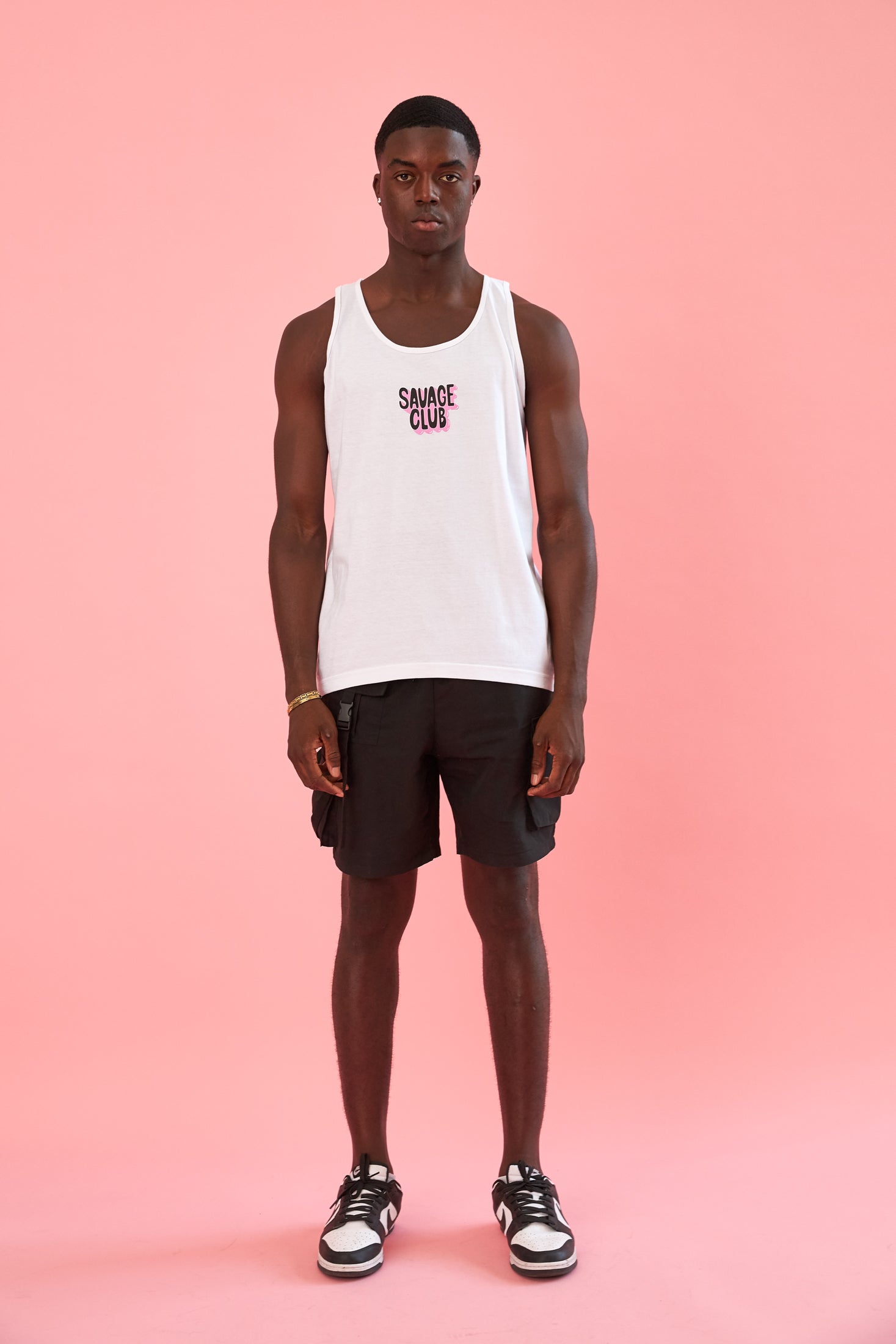 SAVAGE CLUB WHITE TANK TOP T-SHIRT 3D LOGO