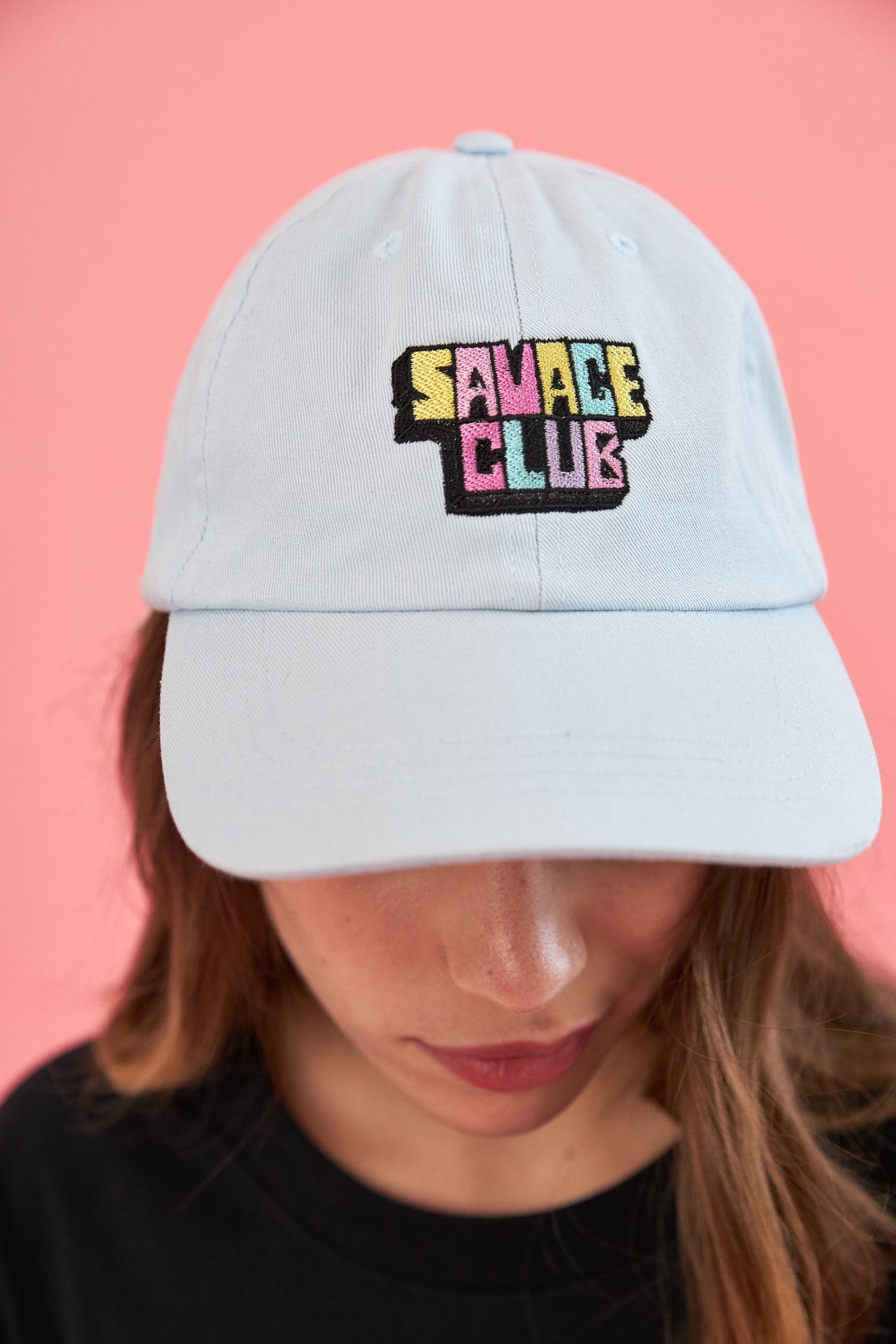 savage club pastel blue baseball cap embroidery logo