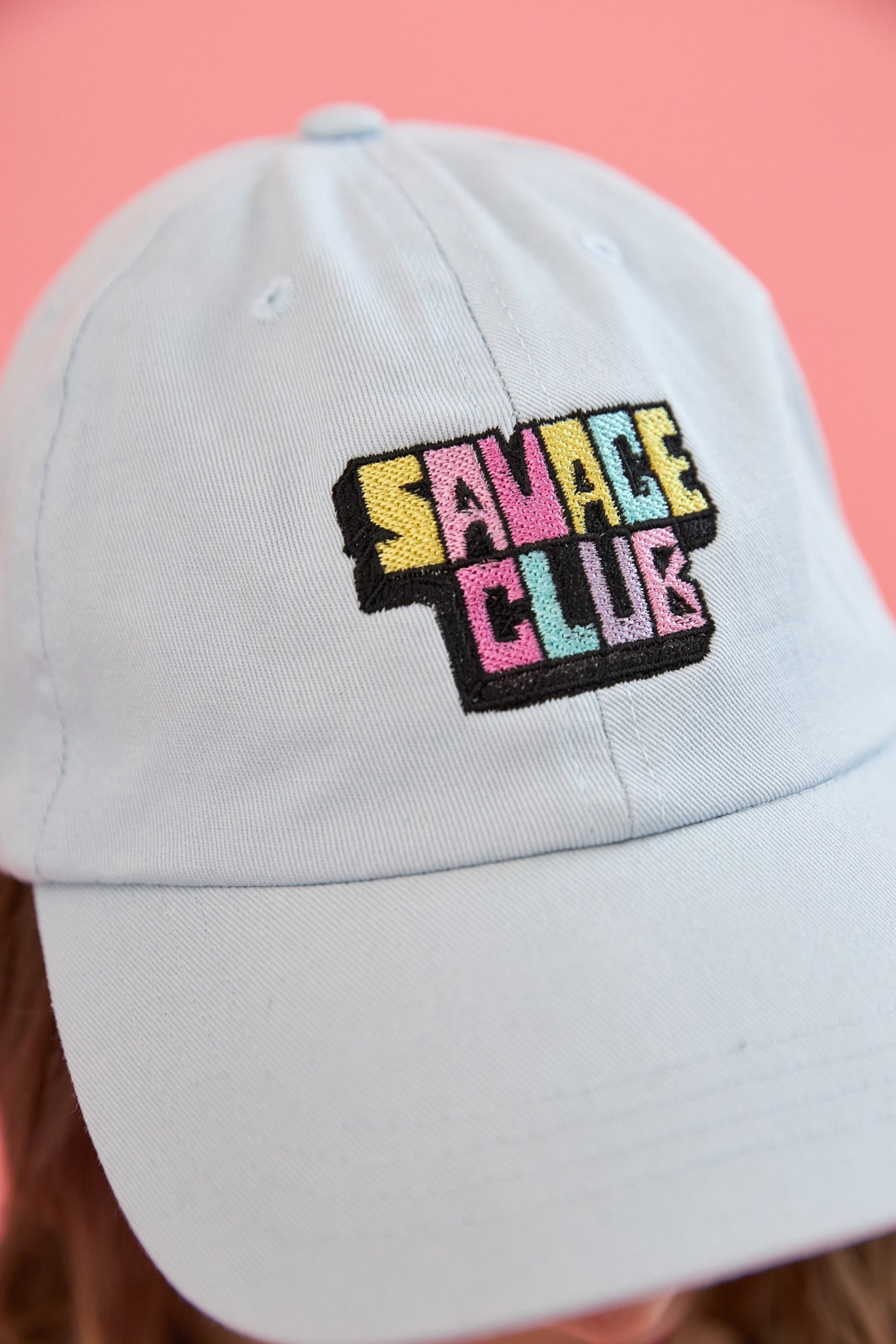 savage club pastel blue baseball cap embroidery logo