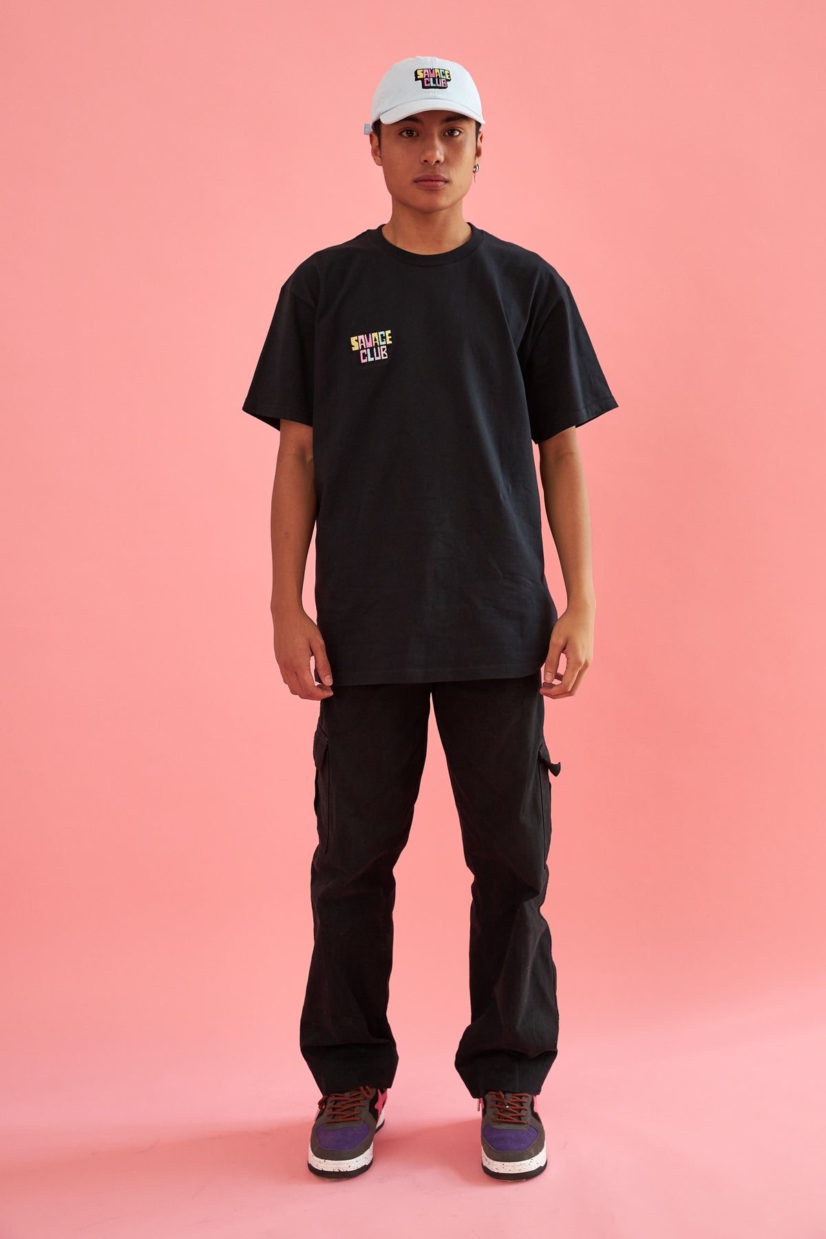 savage club black t-shirt embroidery 3d logo
