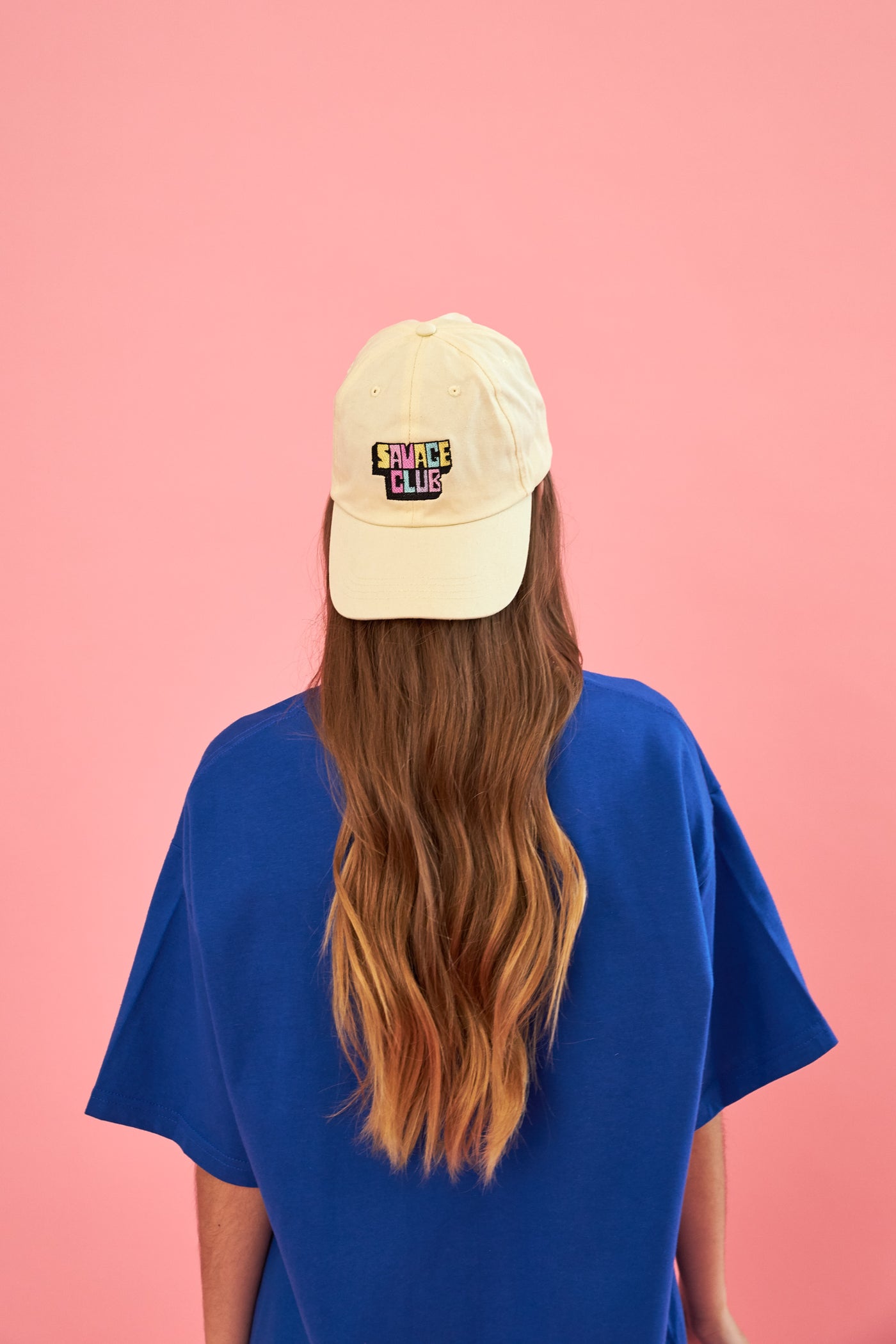 savage club pastel yellow baseball cap embroidery logo