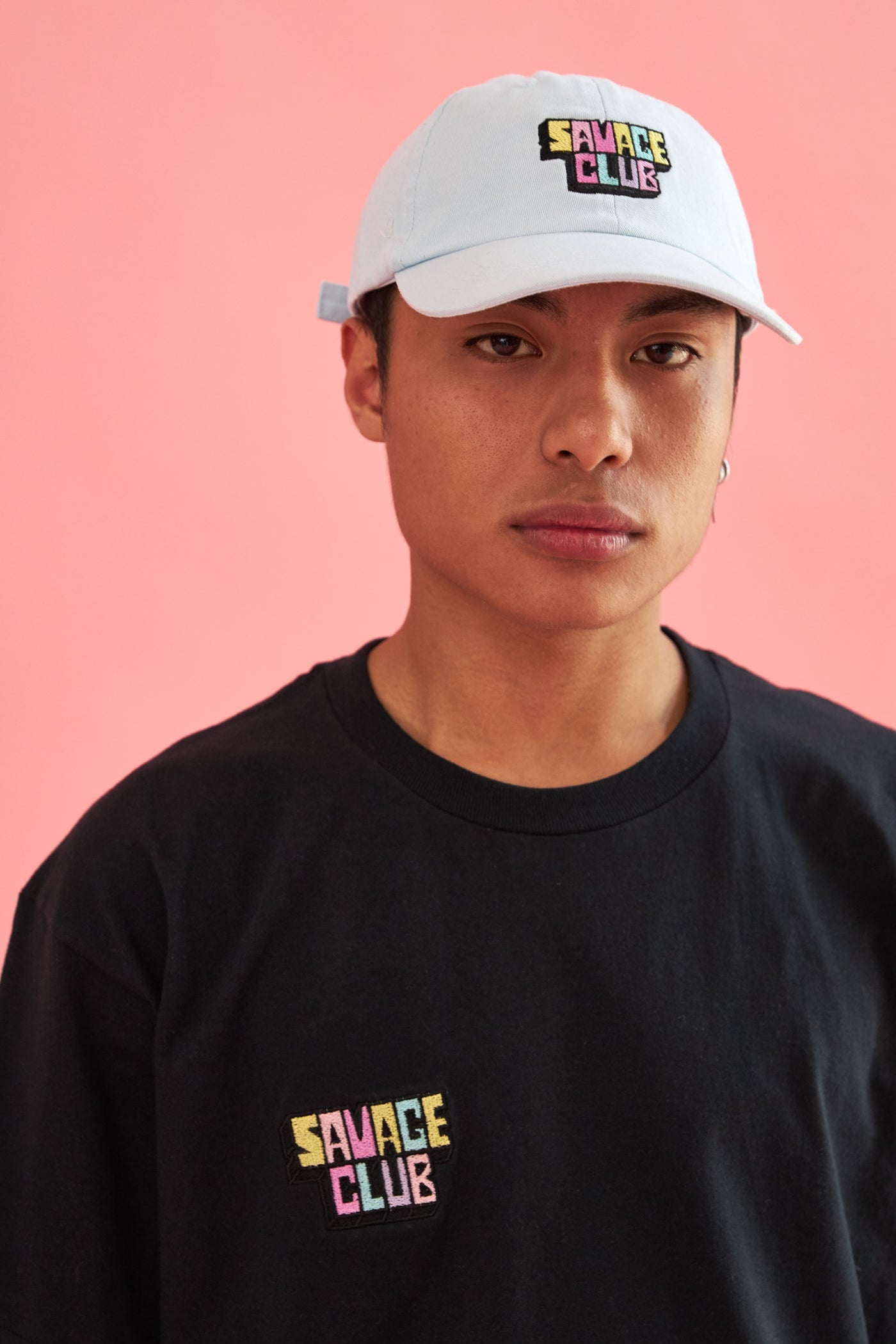 savage club black t-shirt embroidery 3d logo