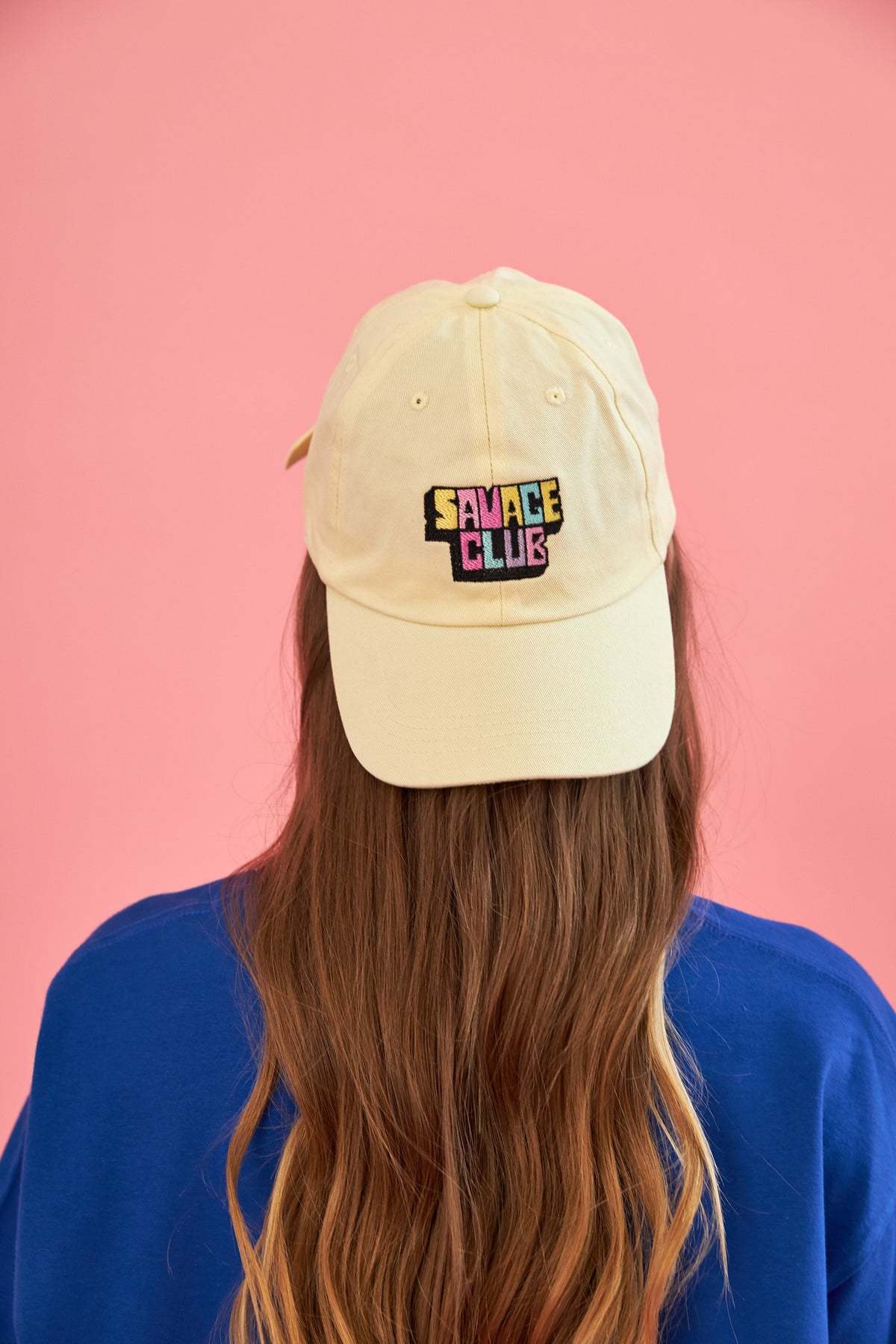 savage club pastel yellow baseball cap embroidery logo