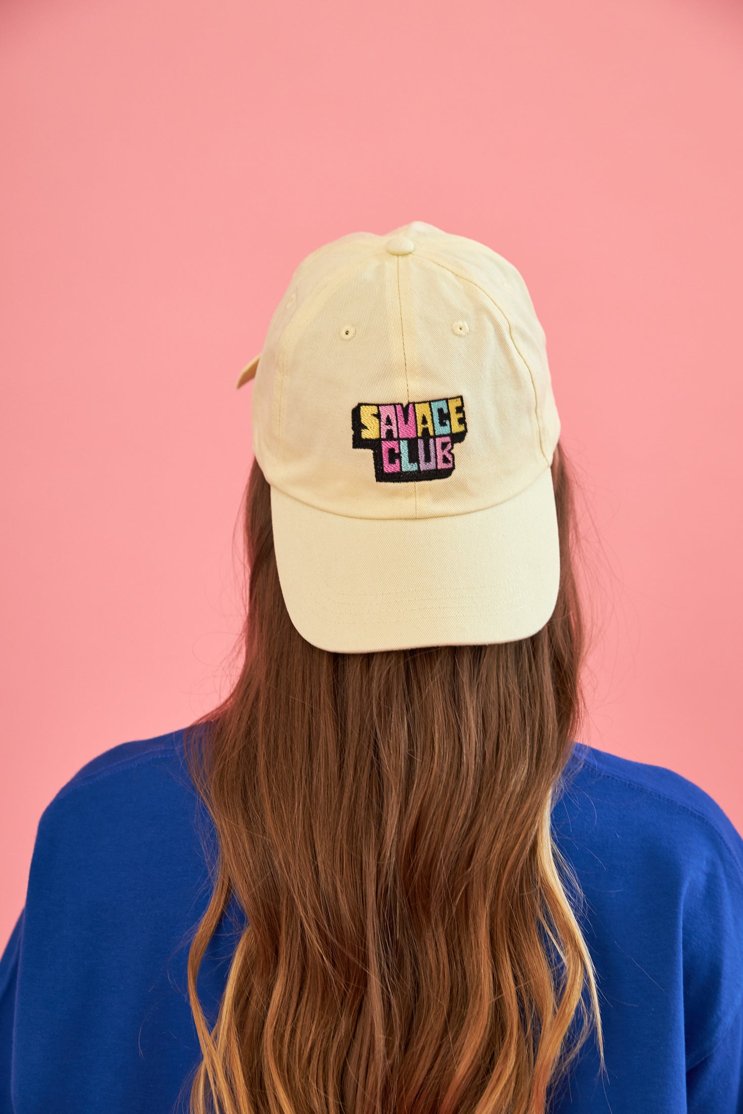 savage club pastel yellow baseball cap embroidery logo