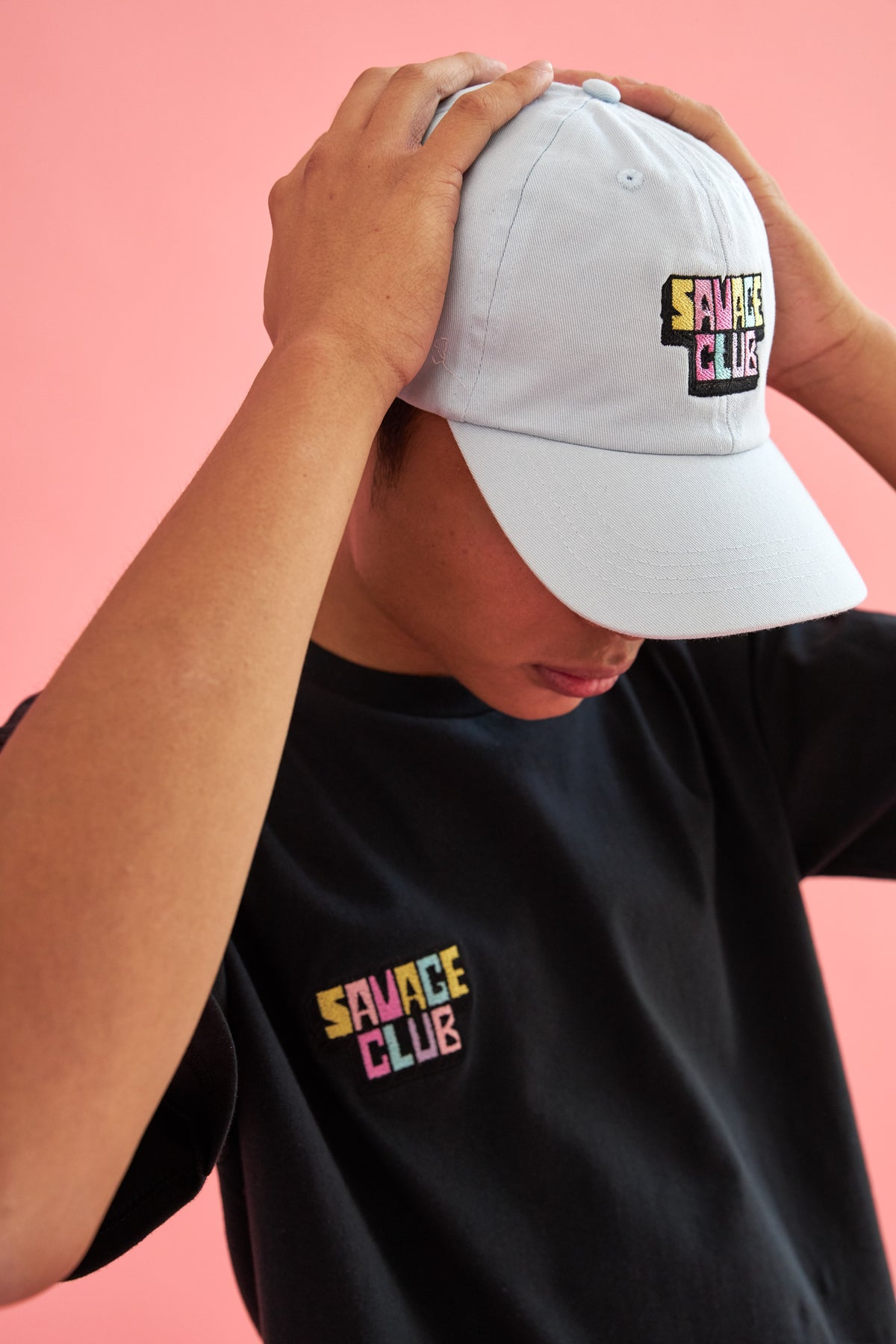 savage club pastel blue baseball cap embroidery logo