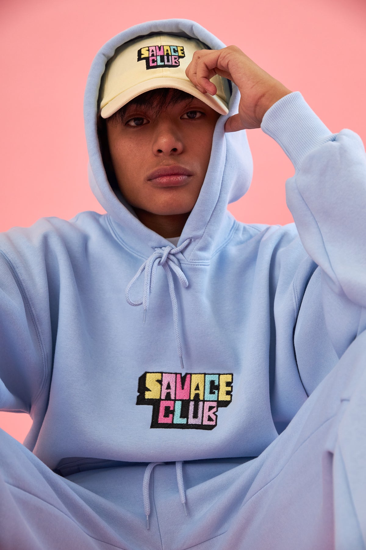 savage club light blue hoodie 3d embroidery logo