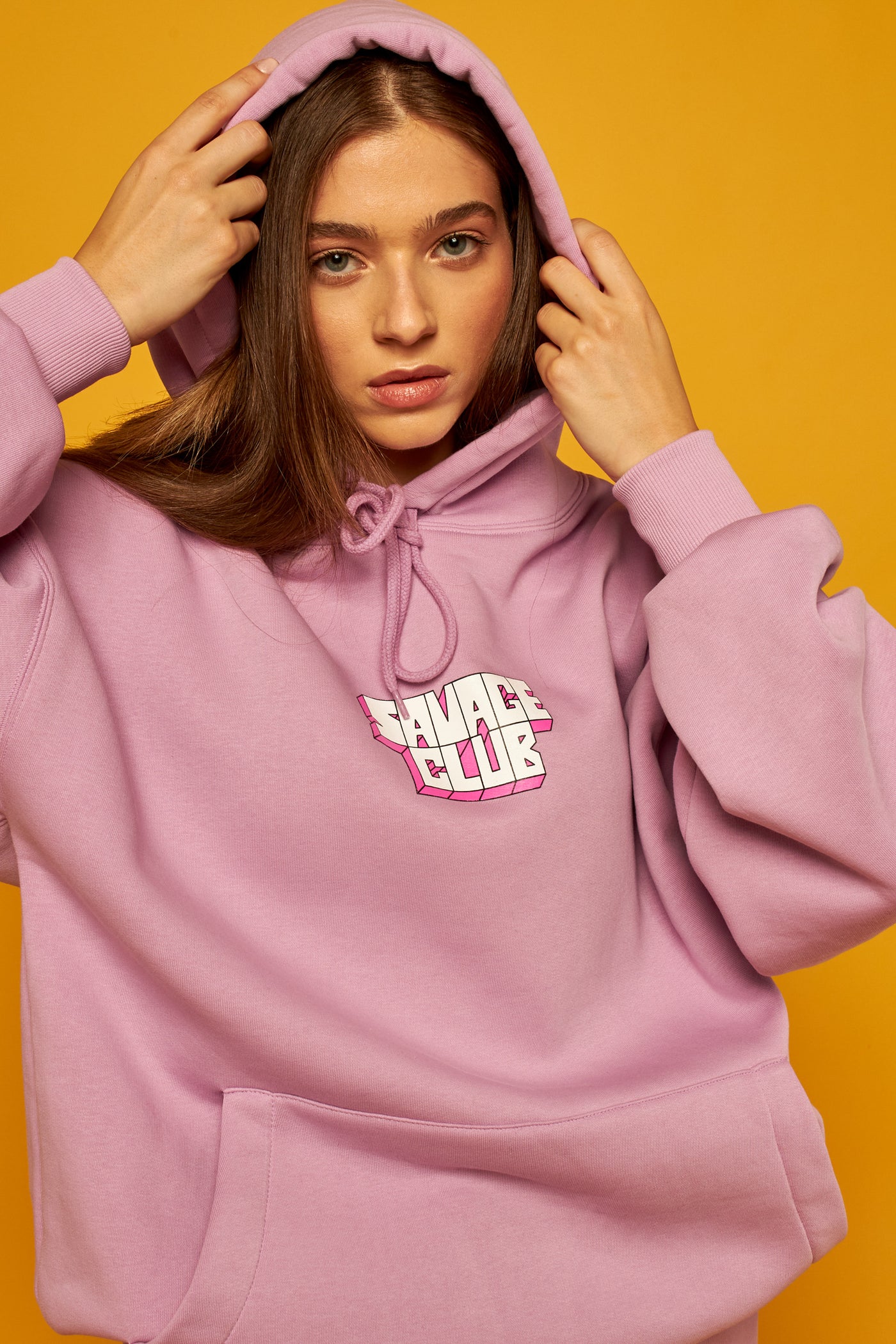 SAVAGE CLUB LIGHT PURPLE HOODIE 3D SCREEN PRINT LOGO