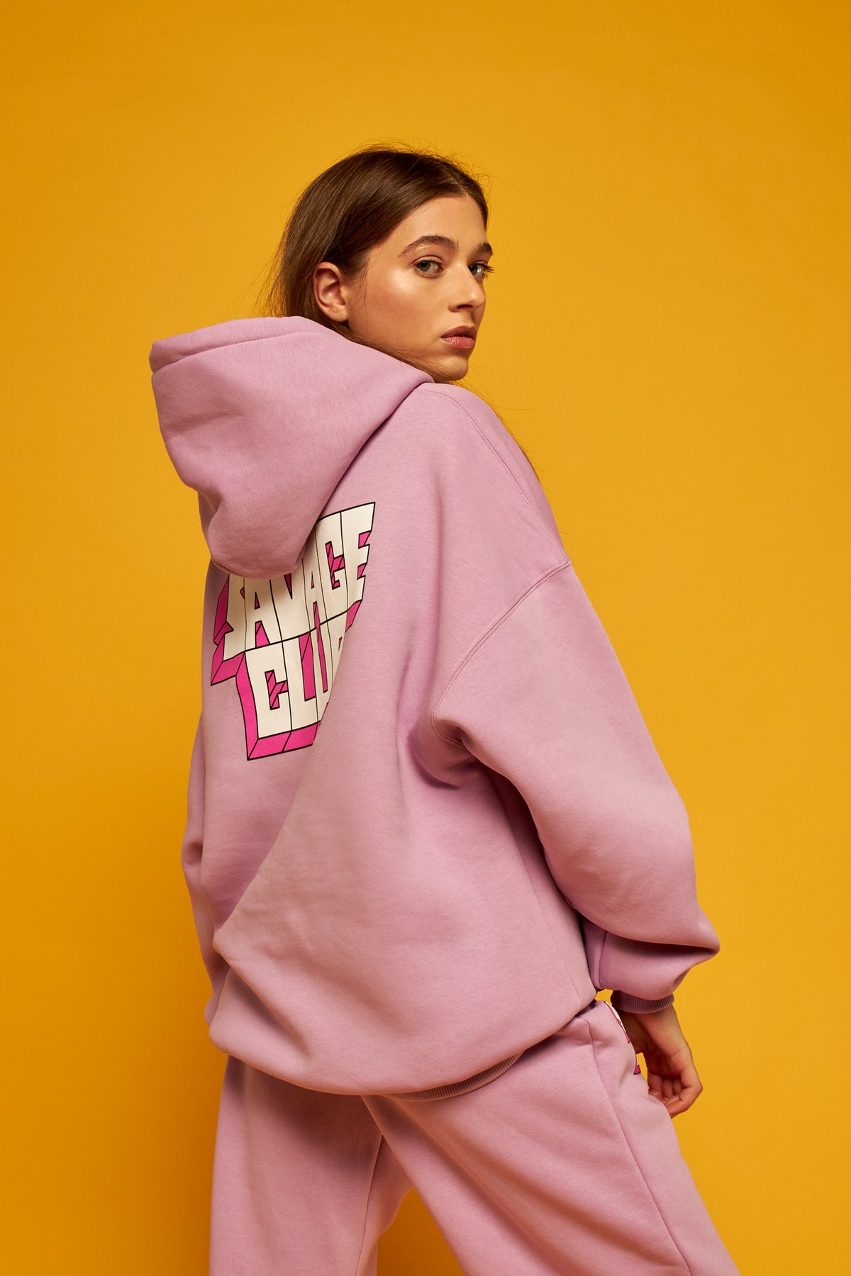 SAVAGE CLUB LIGHT PURPLE HOODIE 3D SCREEN PRINT LOGO
