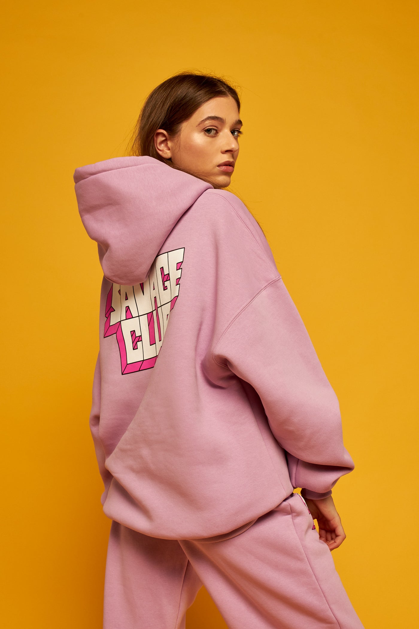SAVAGE CLUB LIGHT PURPLE HOODIE 3D SCREEN PRINT LOGO