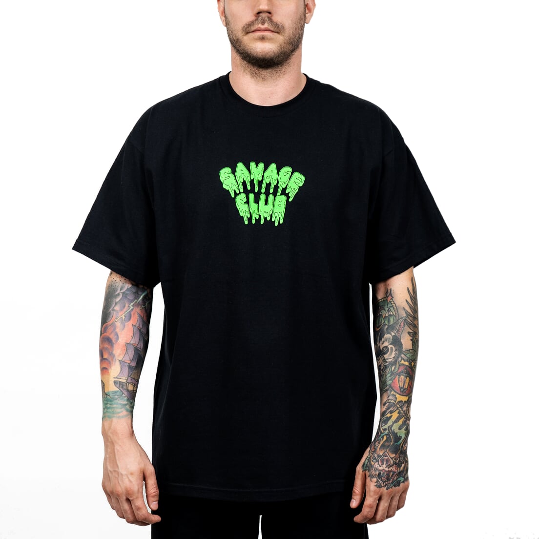 savage club black t-shirt  leak logo -premium cotton