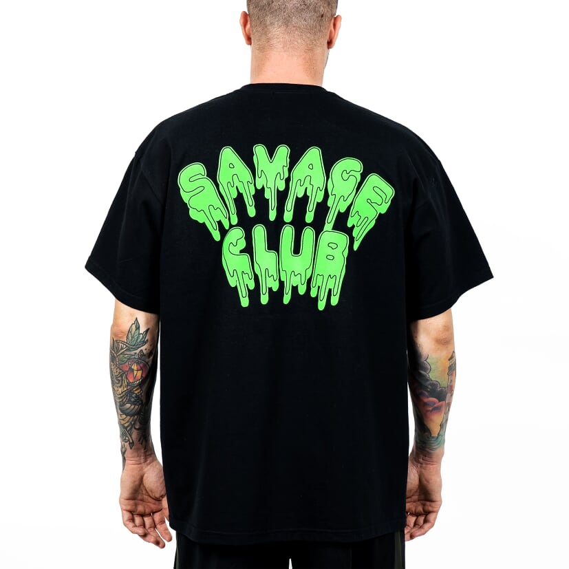 savage club black t-shirt  leak logo -premium cotton