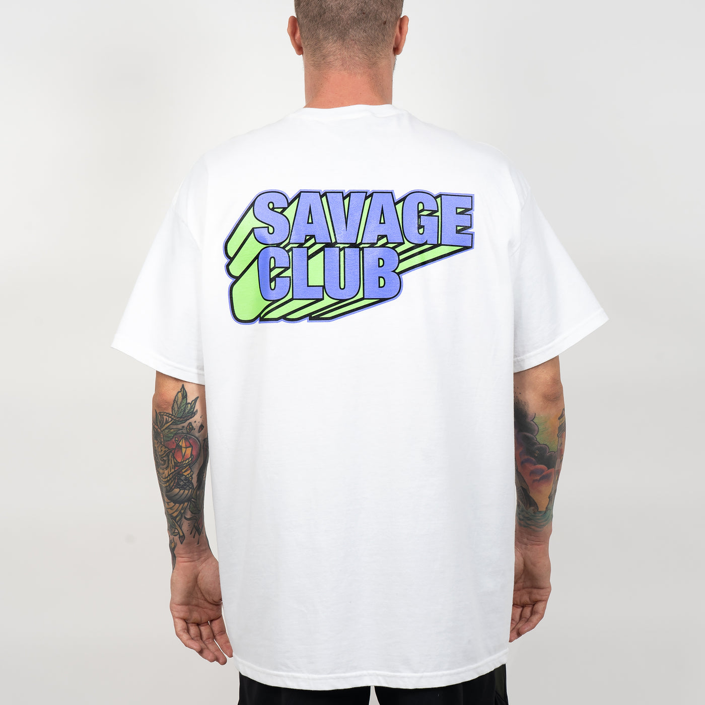 savage club white t-shirt 3d logo - premium cotton