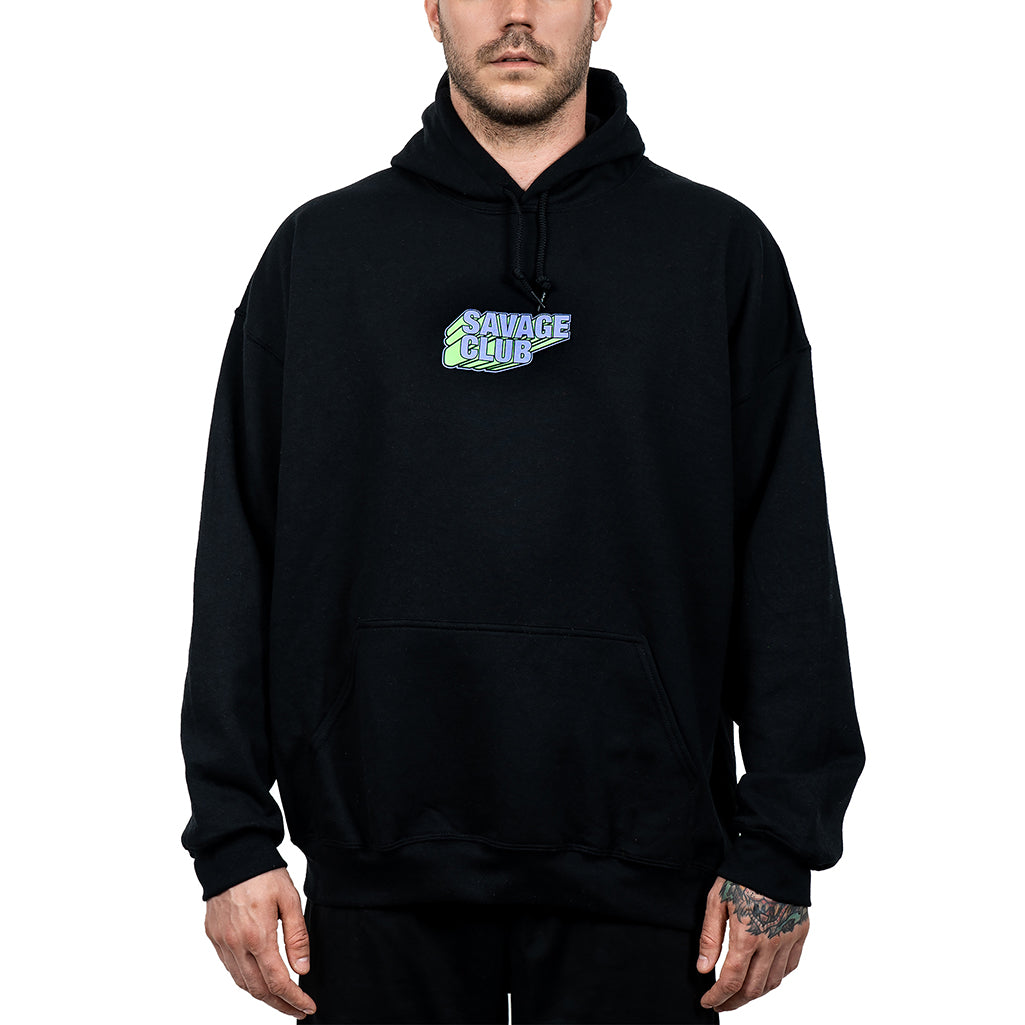 savage club black hoodie 3d logo