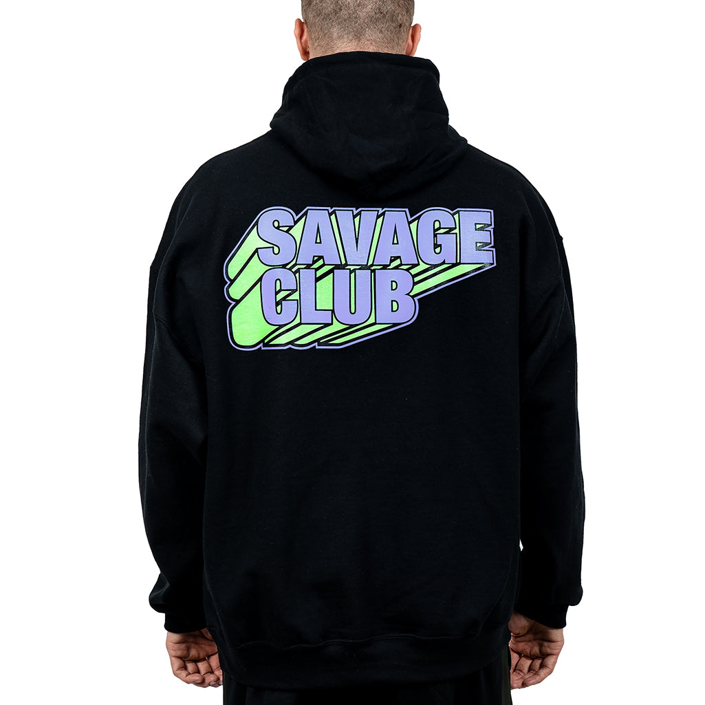 savage club black hoodie 3d logo