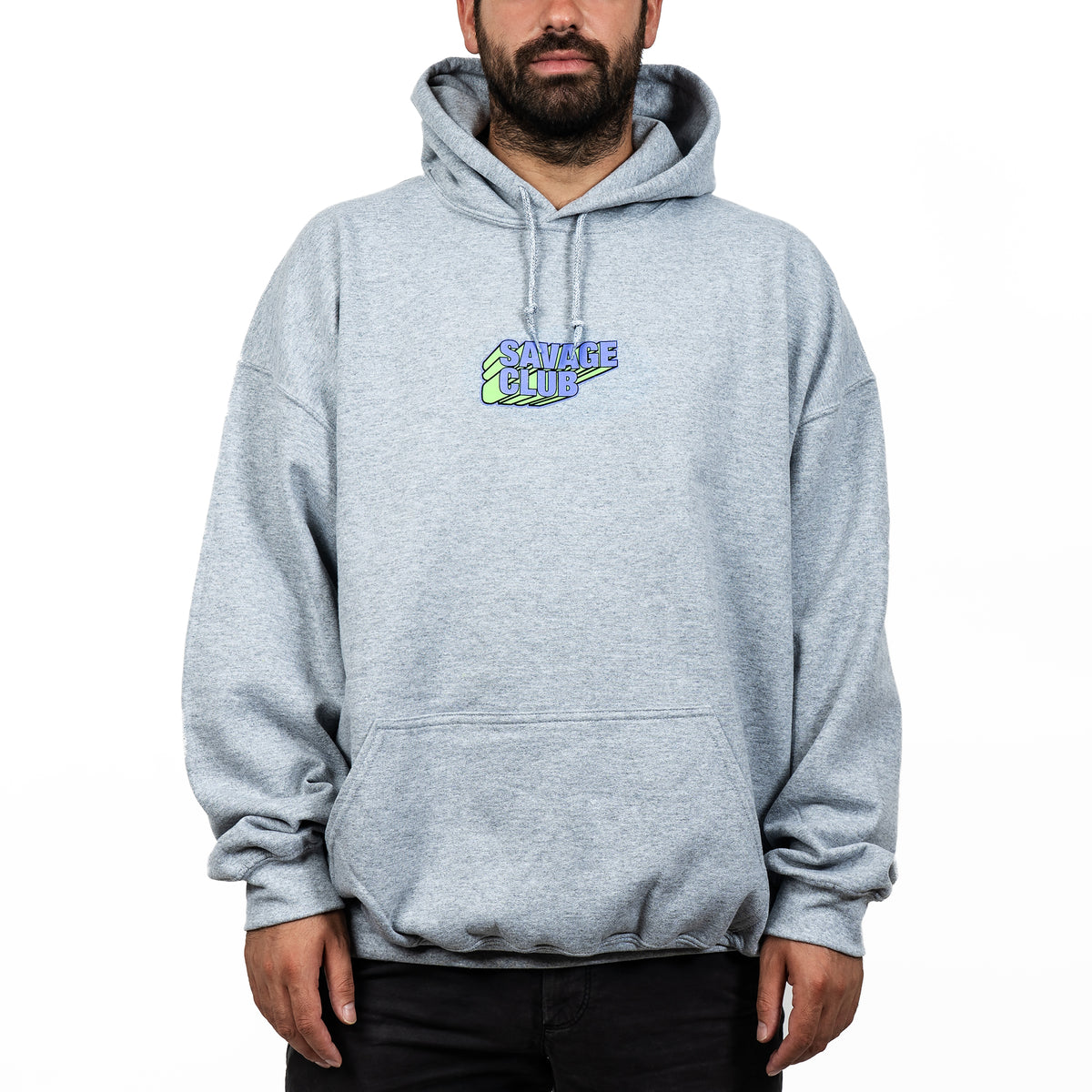 savage club grey hoodie animal print logo