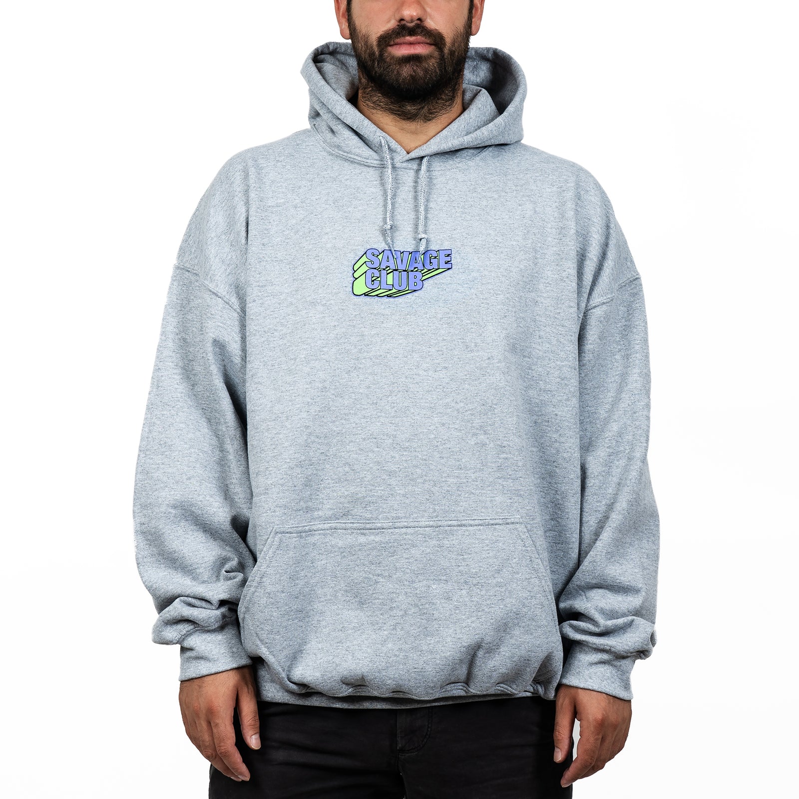 savage club grey hoodie animal print logo