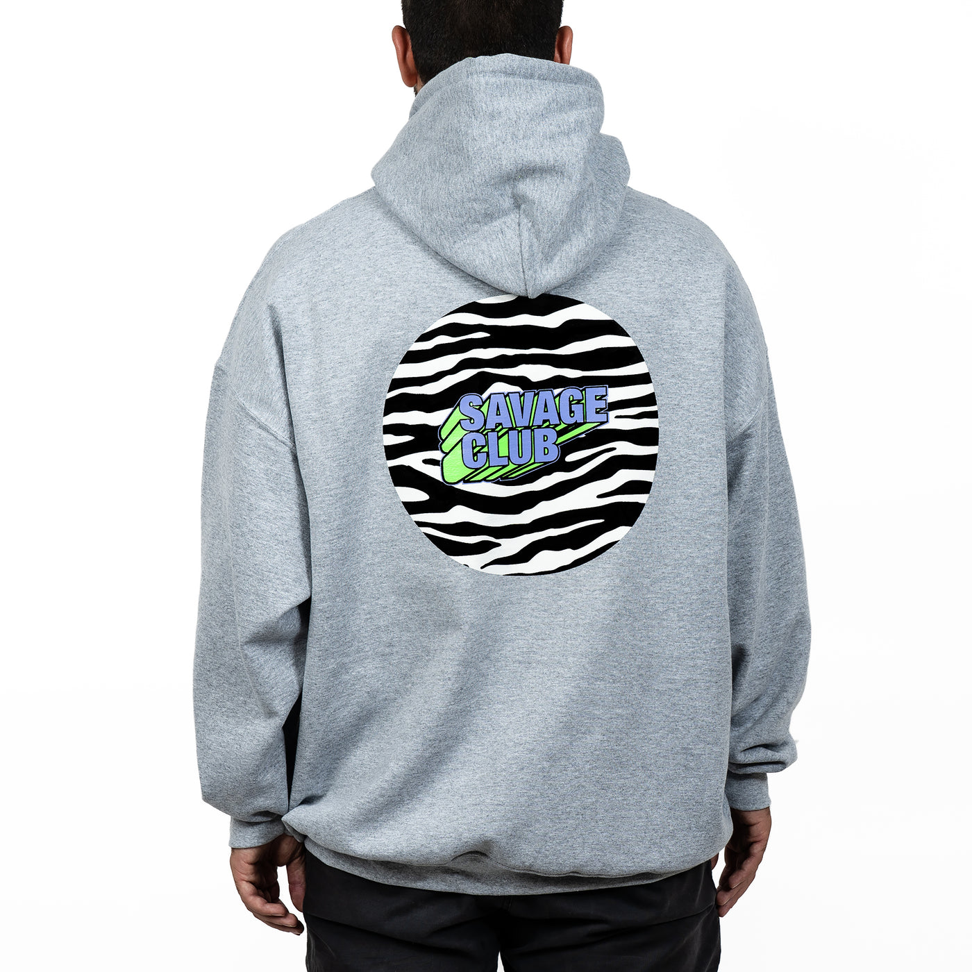 savage club grey hoodie animal print logo