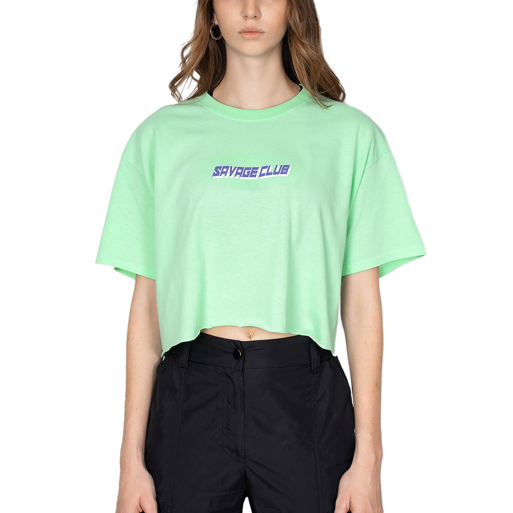 SAVAGE CLUB MINT FUTURISTIC LOGO CROP TOP
