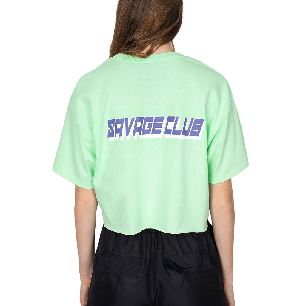 SAVAGE CLUB MINT FUTURISTIC LOGO CROP TOP