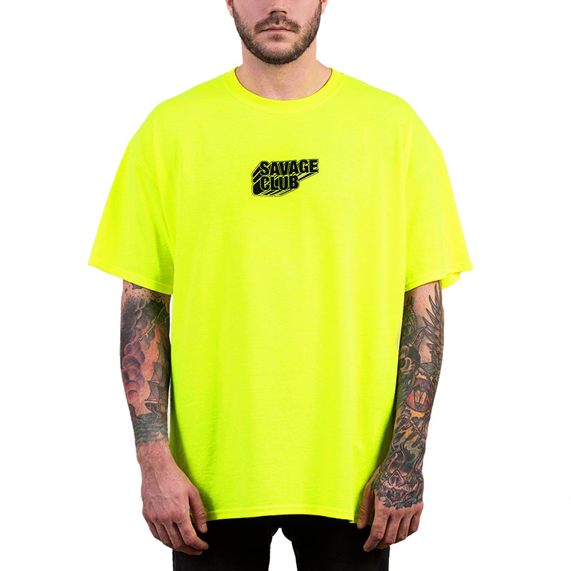 SAVAGE CLUB FLUO GREEN TSHIRT- 3D BLACK LOGO