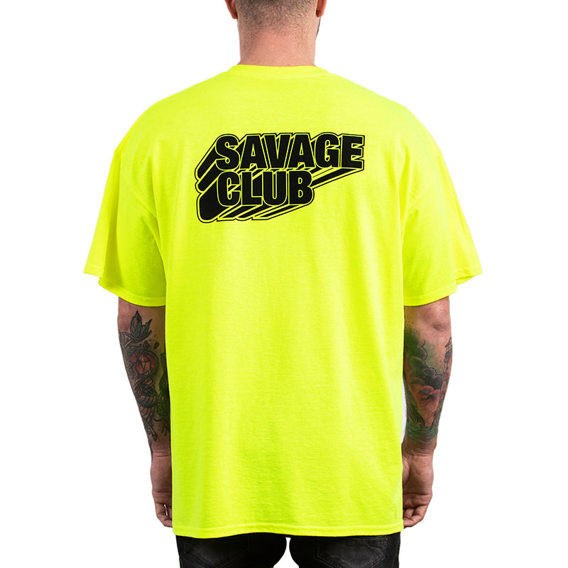 SAVAGE CLUB FLUO GREEN TSHIRT- 3D BLACK LOGO