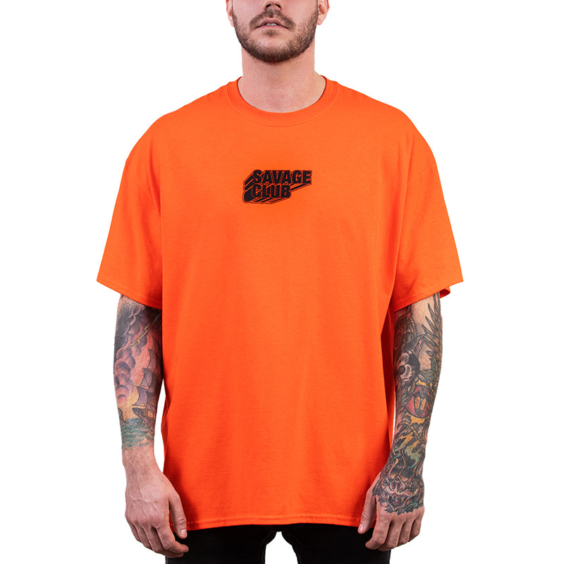 SAVAGE CLUB  ORANGE T-SHIRT  3D LOGO