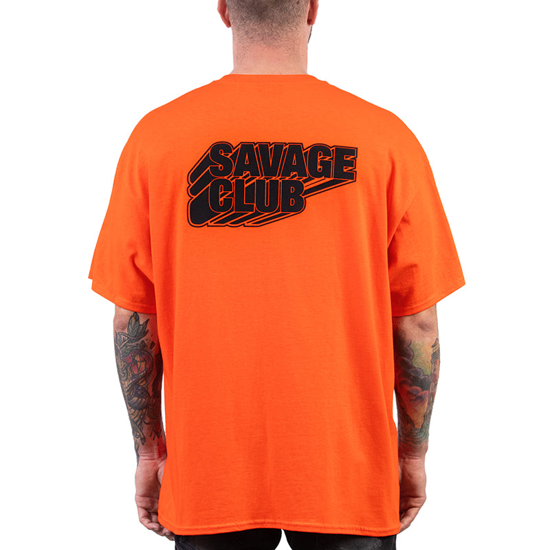SAVAGE CLUB  ORANGE T-SHIRT  3D LOGO