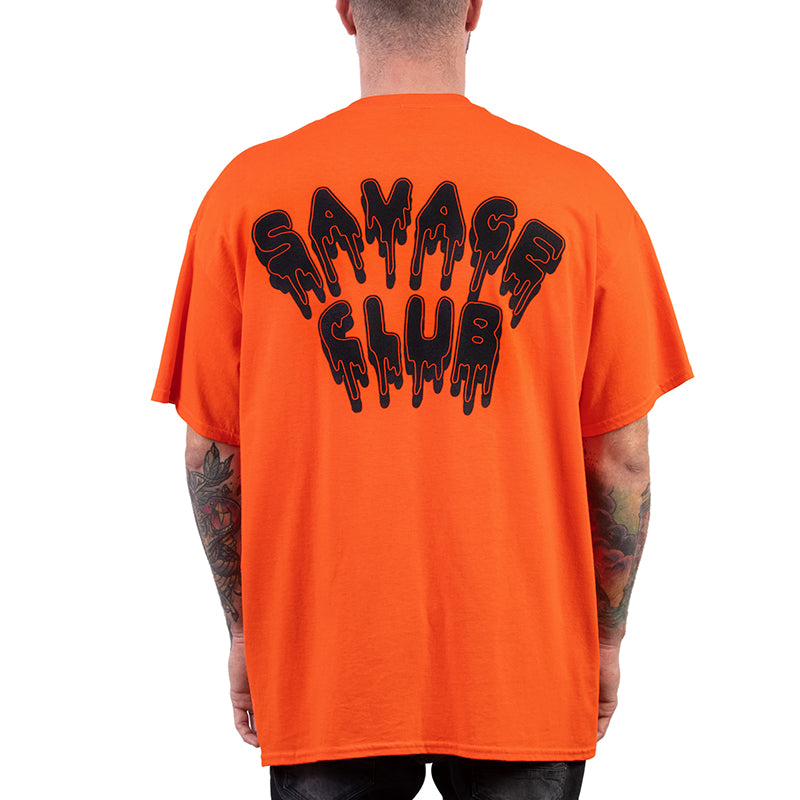 SAVAGE CLUB  ORANGE T-SHIRT  LEAK LOGO