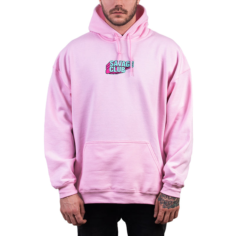 SAVAGE CLUB  LIGHT PINK HOODIE 3D LOGO