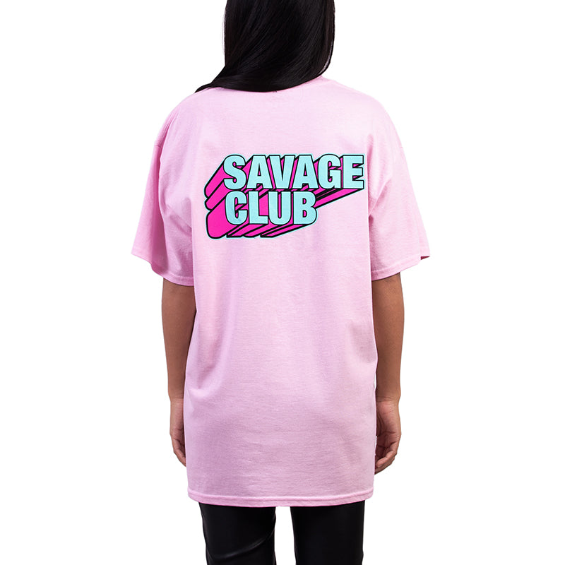 SAVAGE CLUB  LIGHT PINK  T-SHIRT  3D LOGO