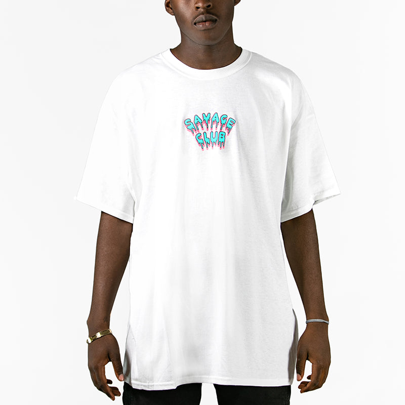 SAVAGE CLUB  WHITE T-SHIRT LEAK LOGO