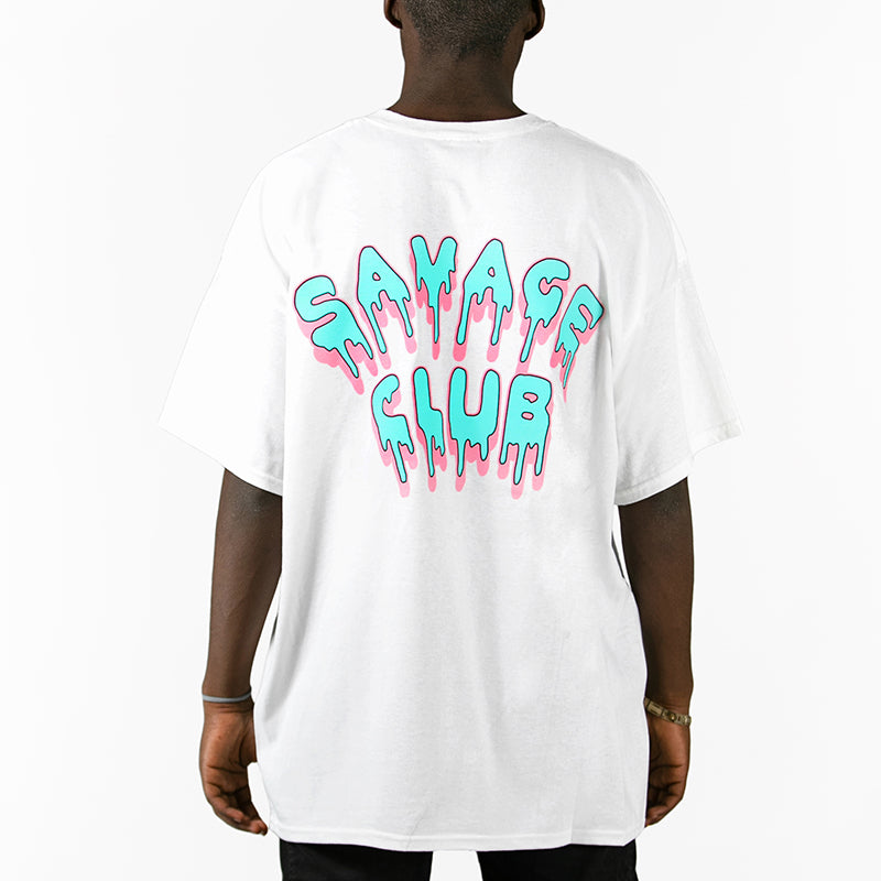 SAVAGE CLUB  WHITE T-SHIRT LEAK LOGO